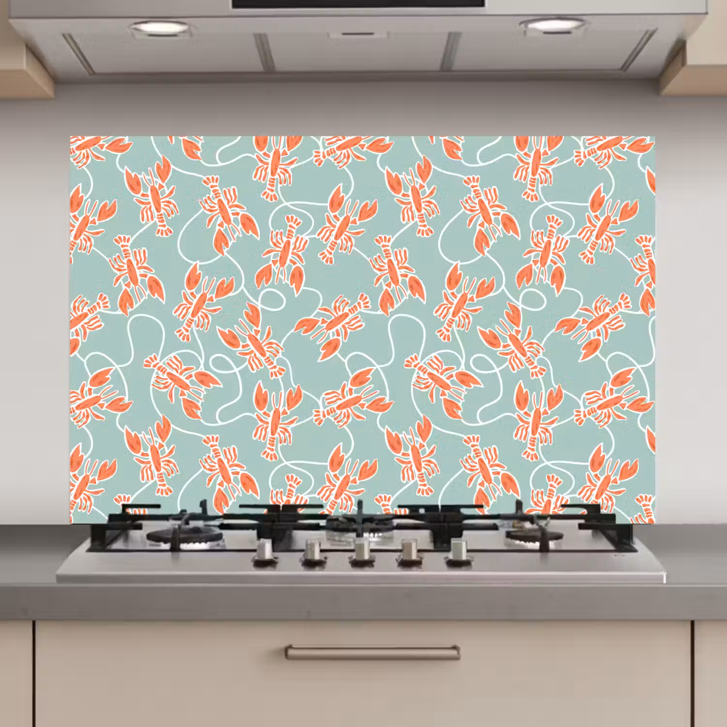 Zee - Kreeft - Groen - Oranje keuken achterwand spatscherm klein 900 -3d_website
