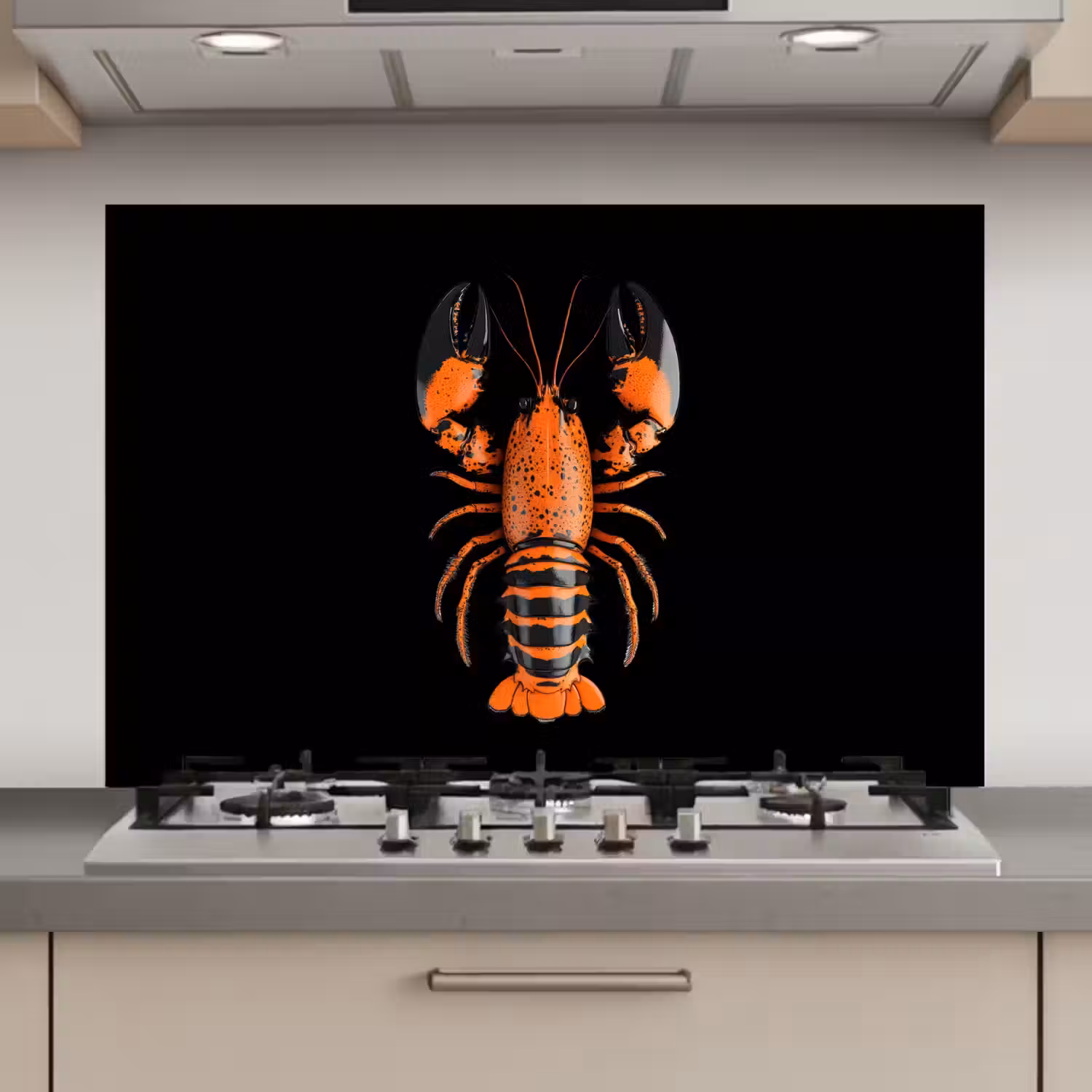 Kreeft - Oranje - Zwart - Modern keuken achterwand spatscherm klein -3d_website