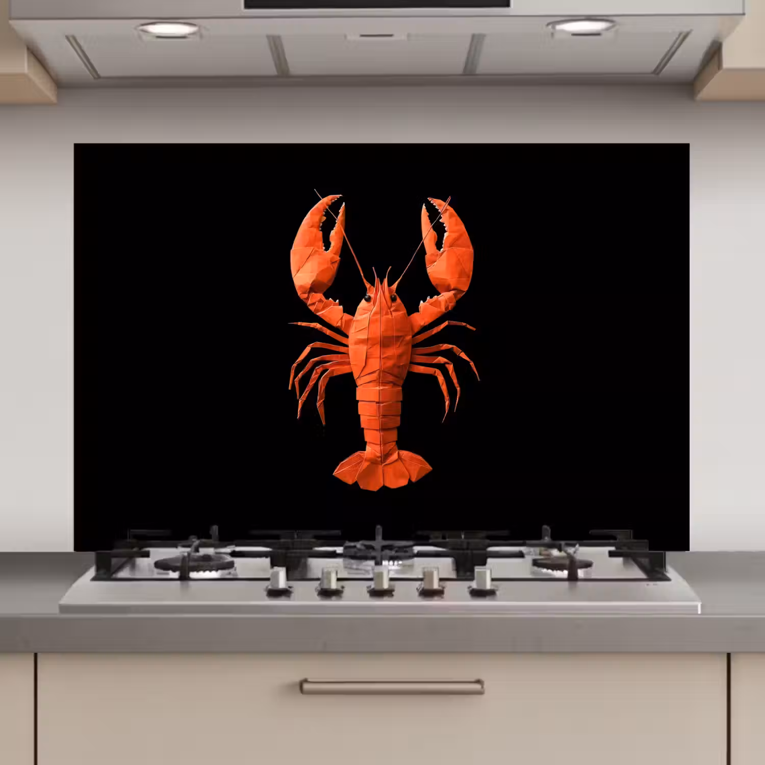 Kreeft - Papier - Origami papier - Rood keuken achterwand spatscherm klein -3d_website