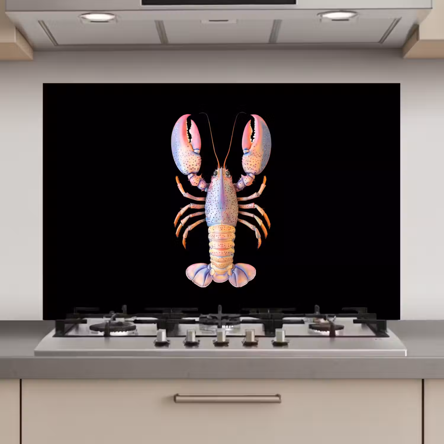 Kreeft - Roze - Zacht - Zwart keuken achterwand spatscherm klein -3d_website