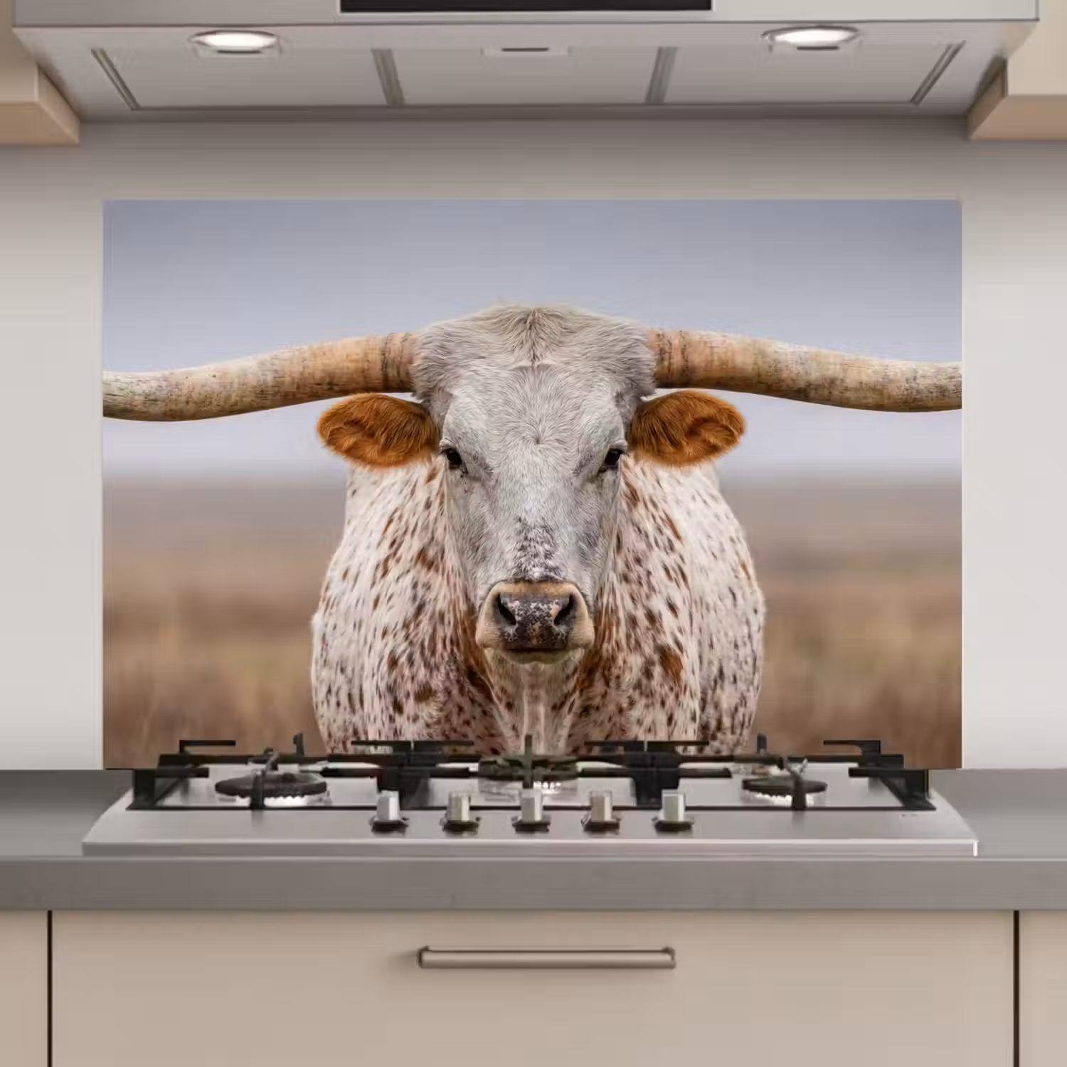 Longhorn - Grasveld - Dier keuken achterwand spatscherm klein -3d_website