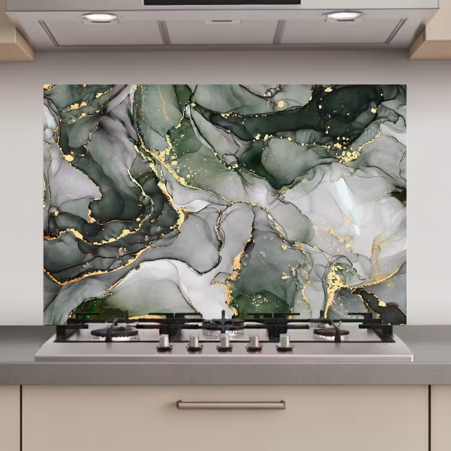 Luxe - Marmer - Groen keuken achterwand spatscherm klein -3d_website