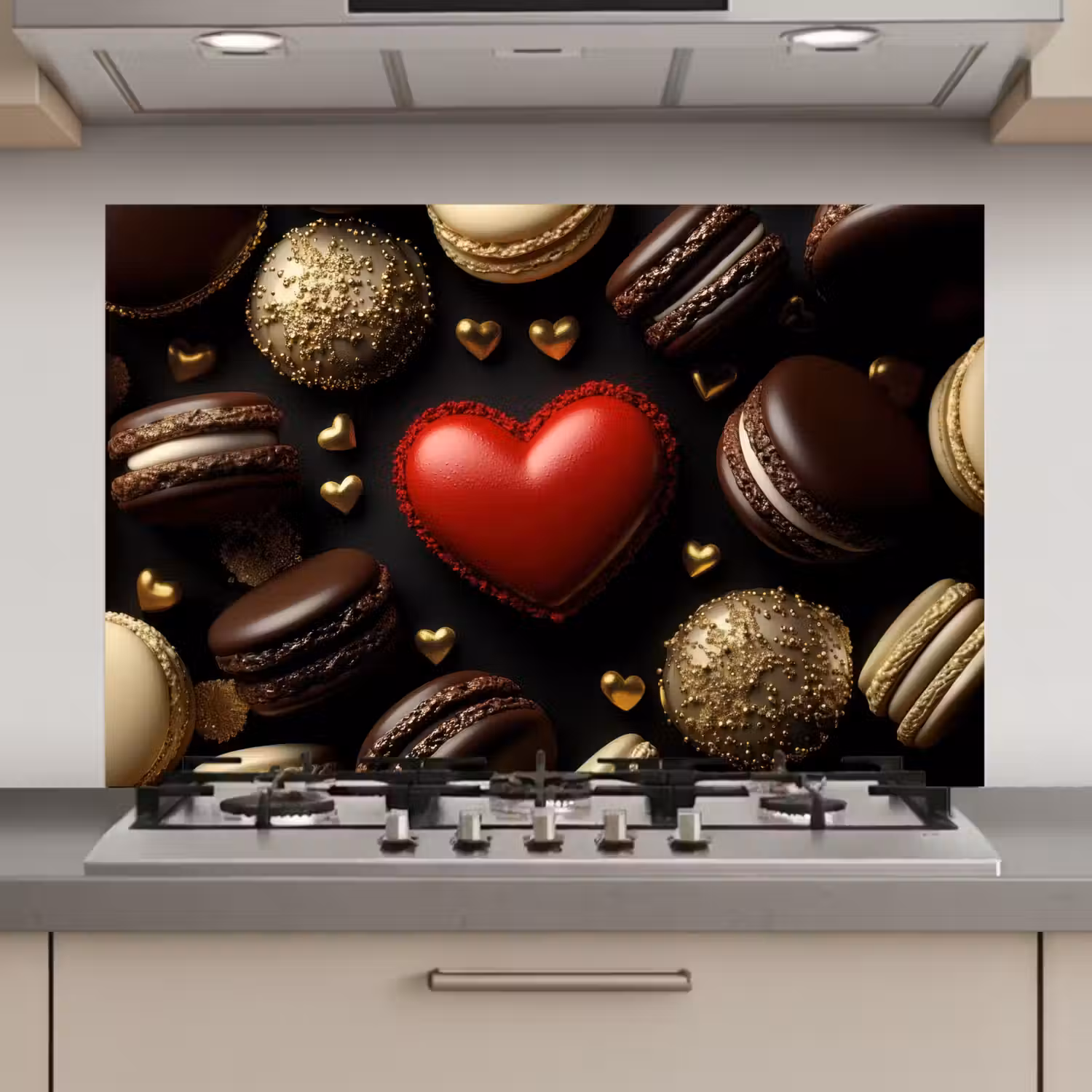 Macarons - Rood - Hart keuken achterwand spatscherm klein -3d_website