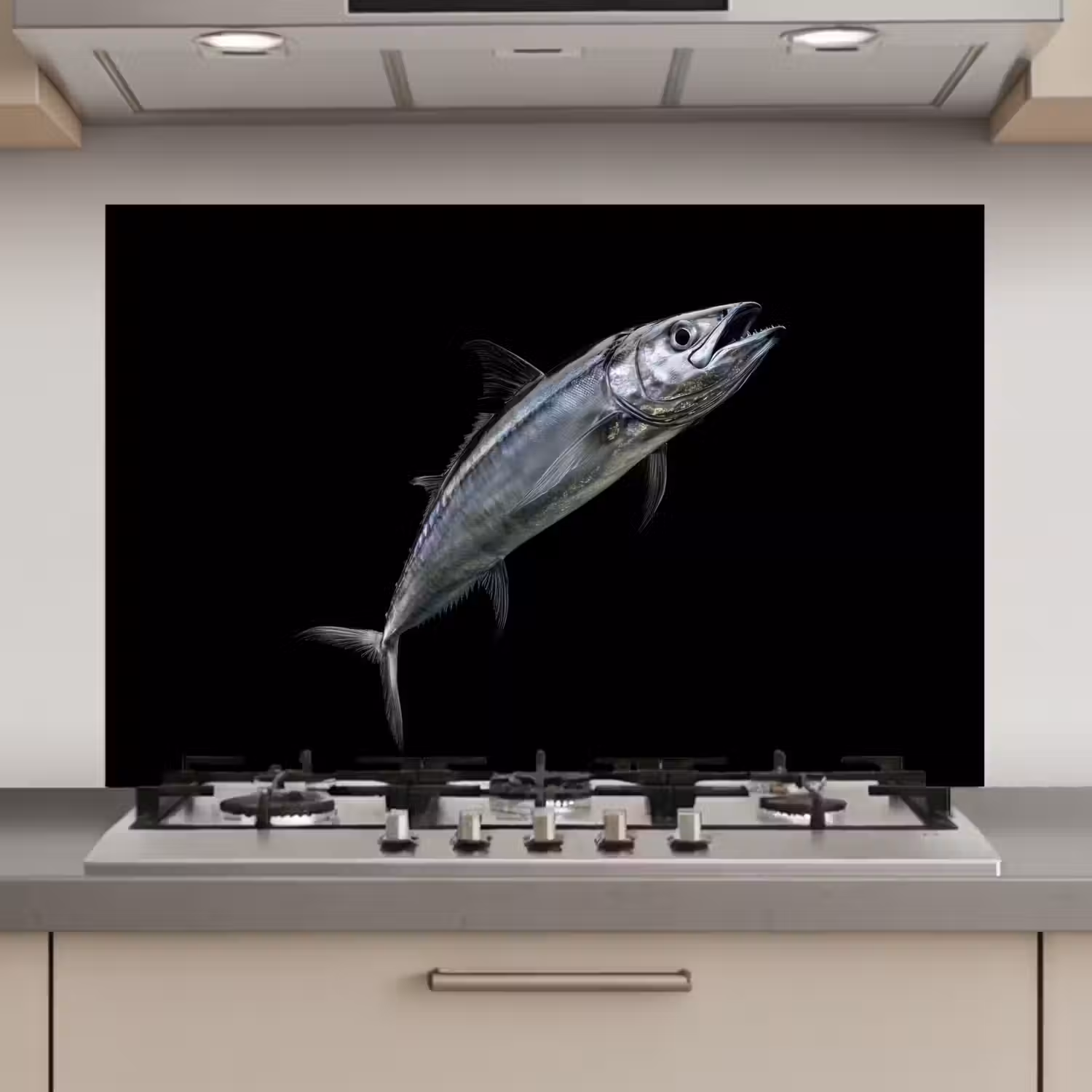 Makreel - Vis - Zwart keuken achterwand spatscherm klein -3d_website