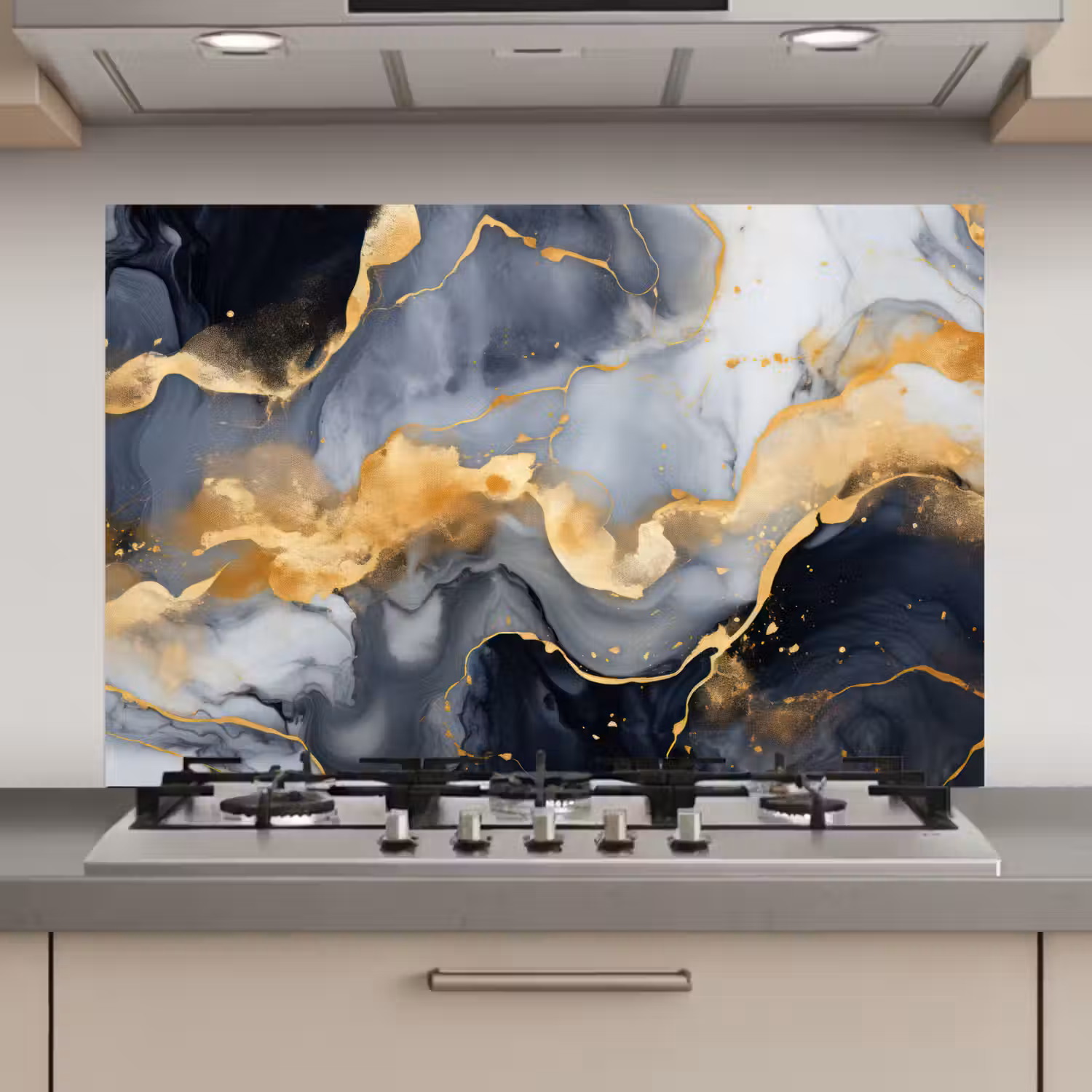 Marmer - Goud - Abstract - Luxe - Zwart en Wit keuken achterwand spatscherm klein -3d_website