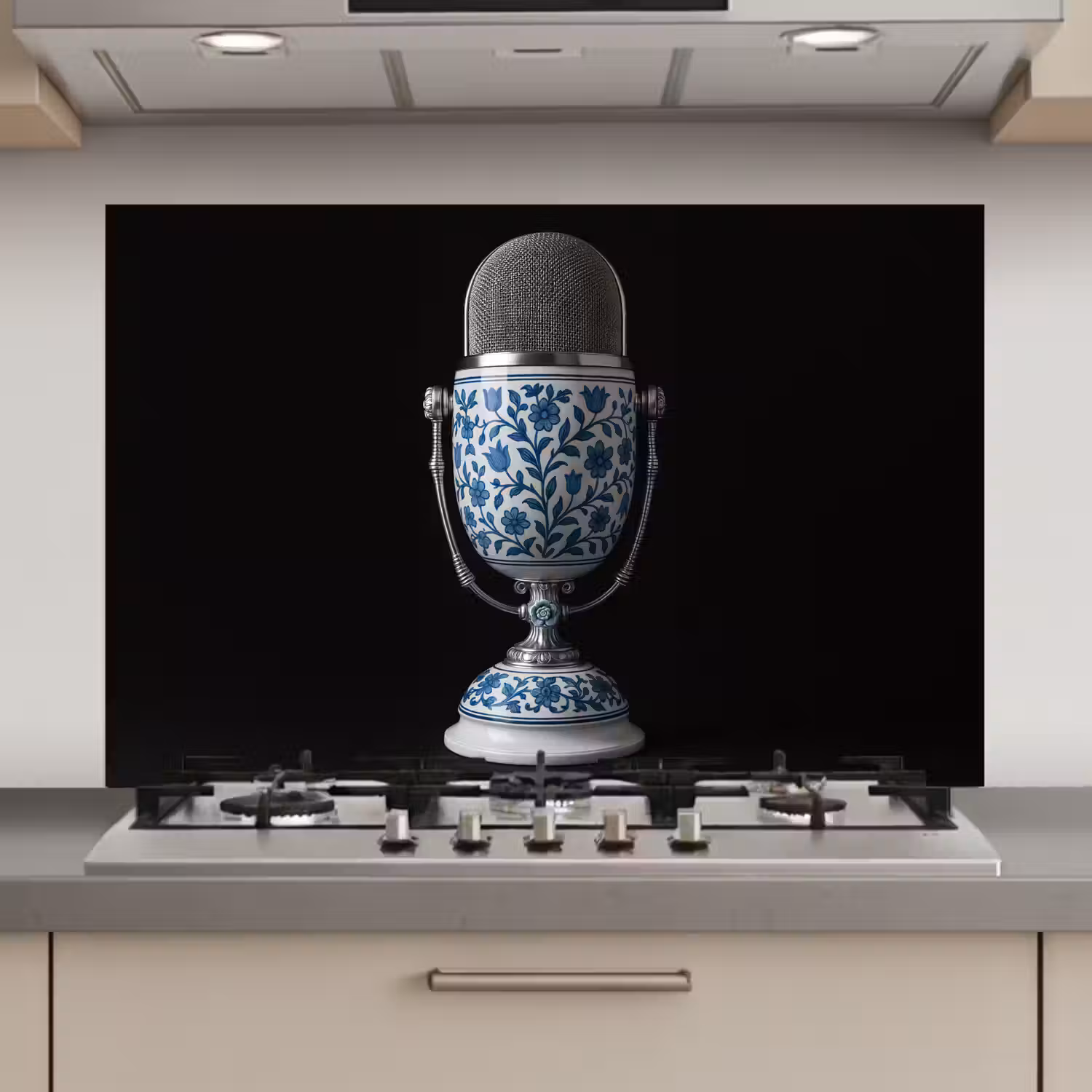 Microfoon - Delfts blauw - Muziek keuken achterwand spatscherm klein -3d_website