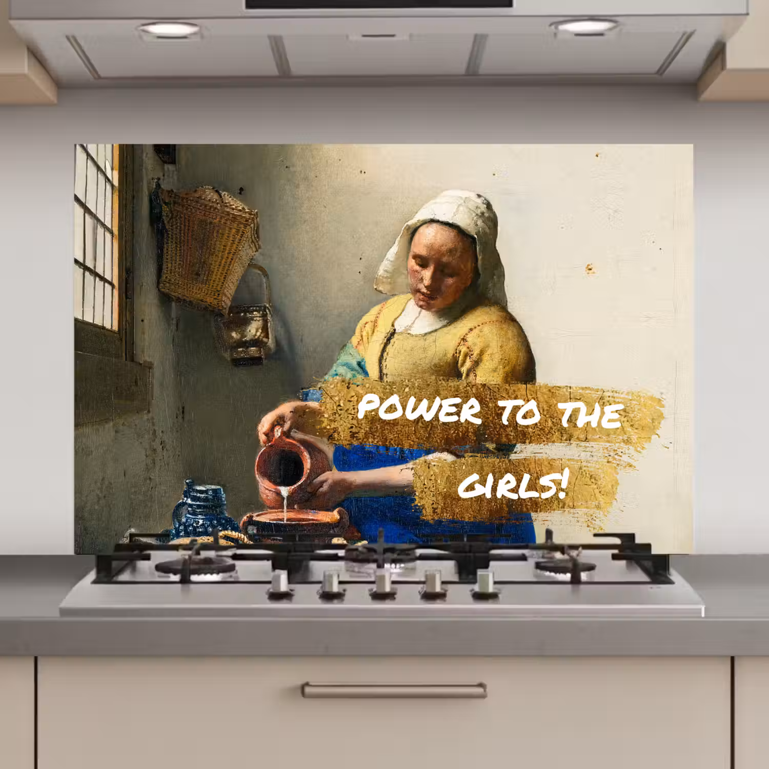 Melkmeisje - Goud - Quotes - Schilderij - Oude meesters keuken achterwand spatscherm klein -3d_website
