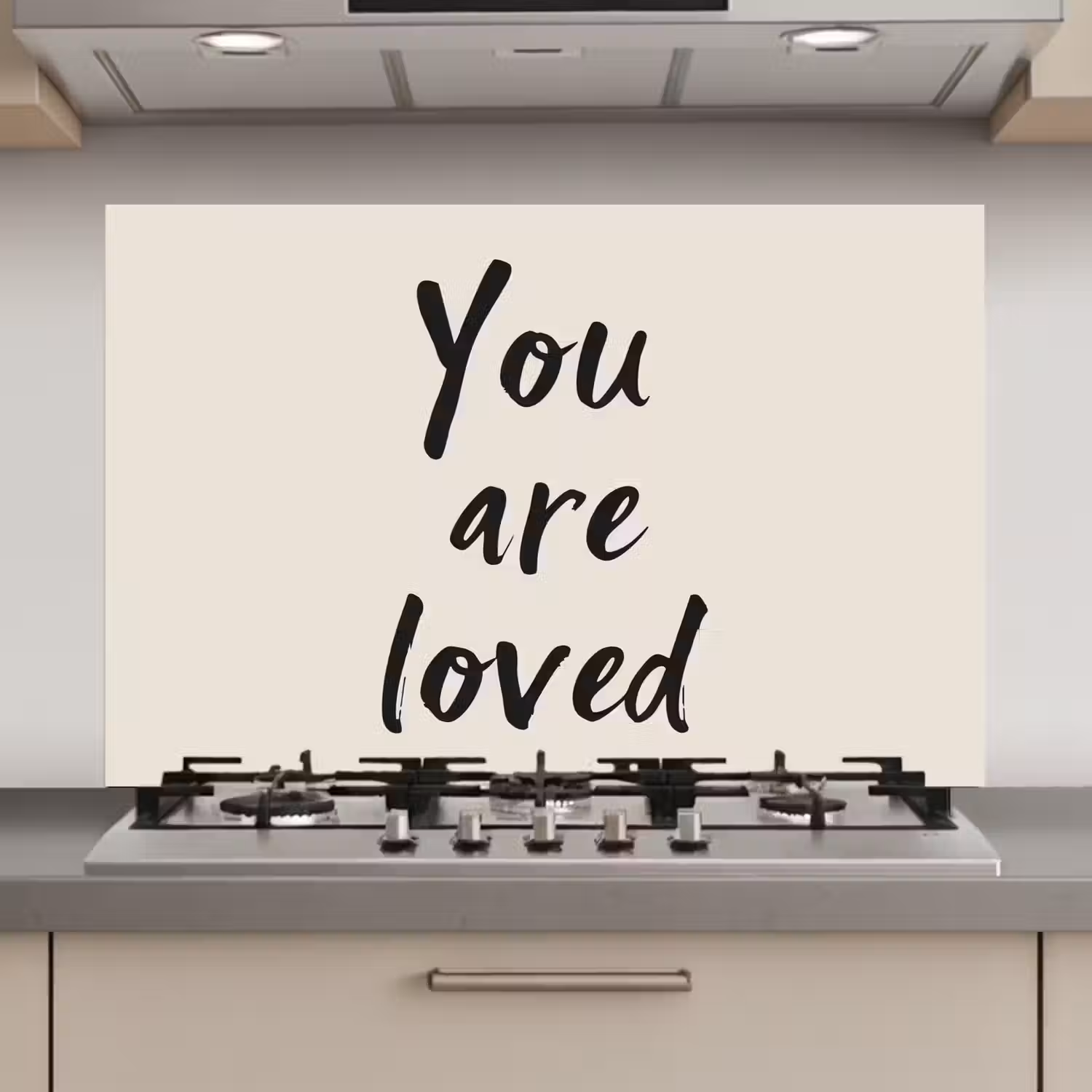 Minimalistisch - Beige - Love keuken achterwand spatscherm klein -3d_website