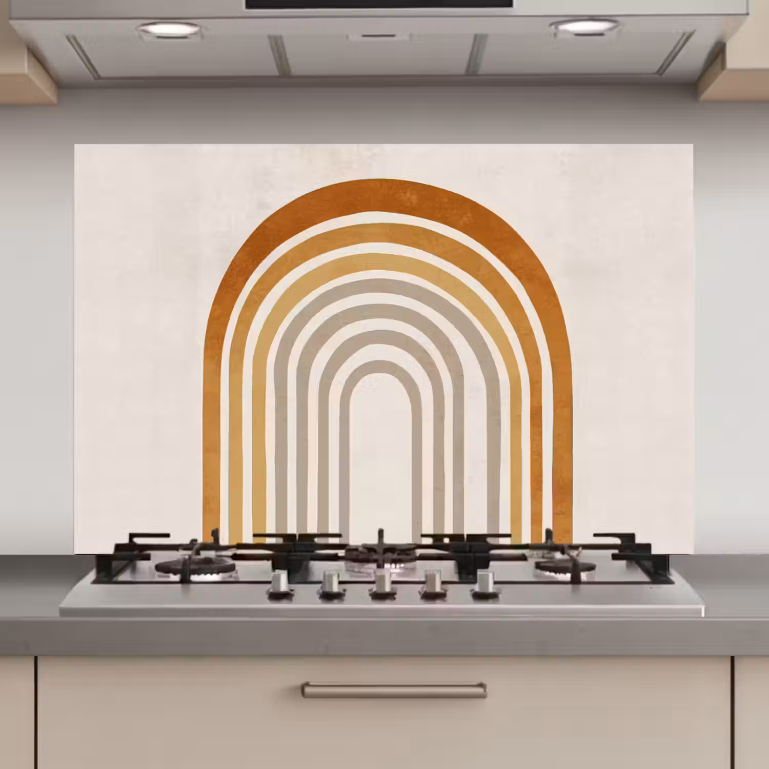 Minimalistisch - Boog - Lijnen - Beige keuken achterwand spatscherm klein -3d_website