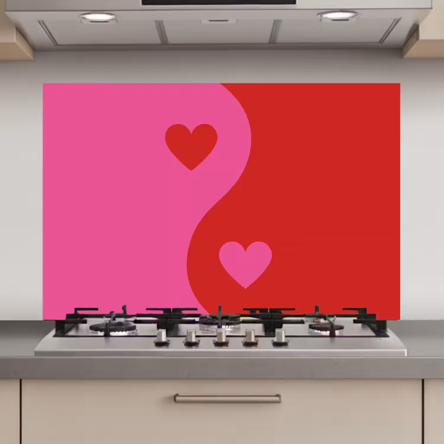 Minimalistisch - Rood - Roze - Hartjes keuken achterwand spatscherm klein -3d_website