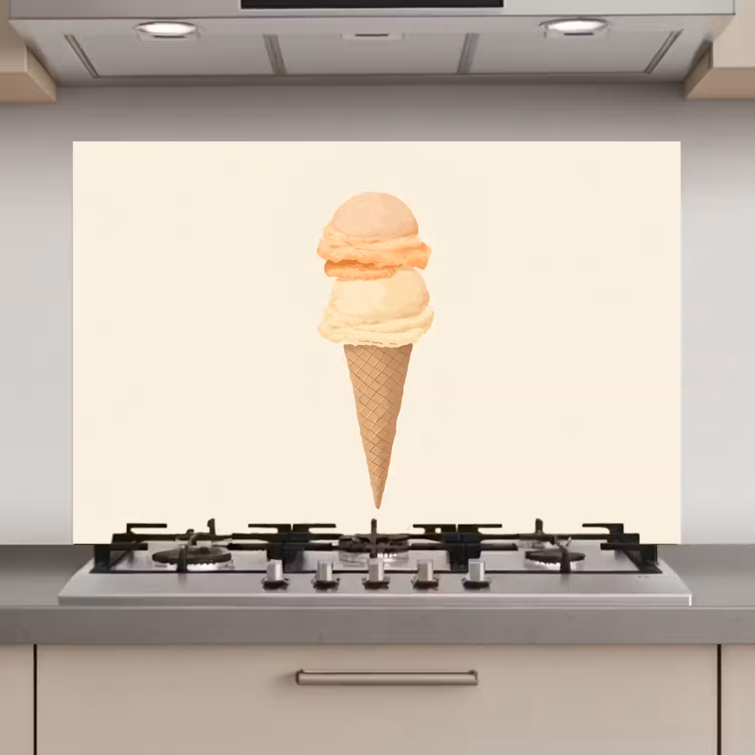 Minimalistisch - Schepijs - Hoorntje - Beige keuken achterwand spatscherm klein -3d_website