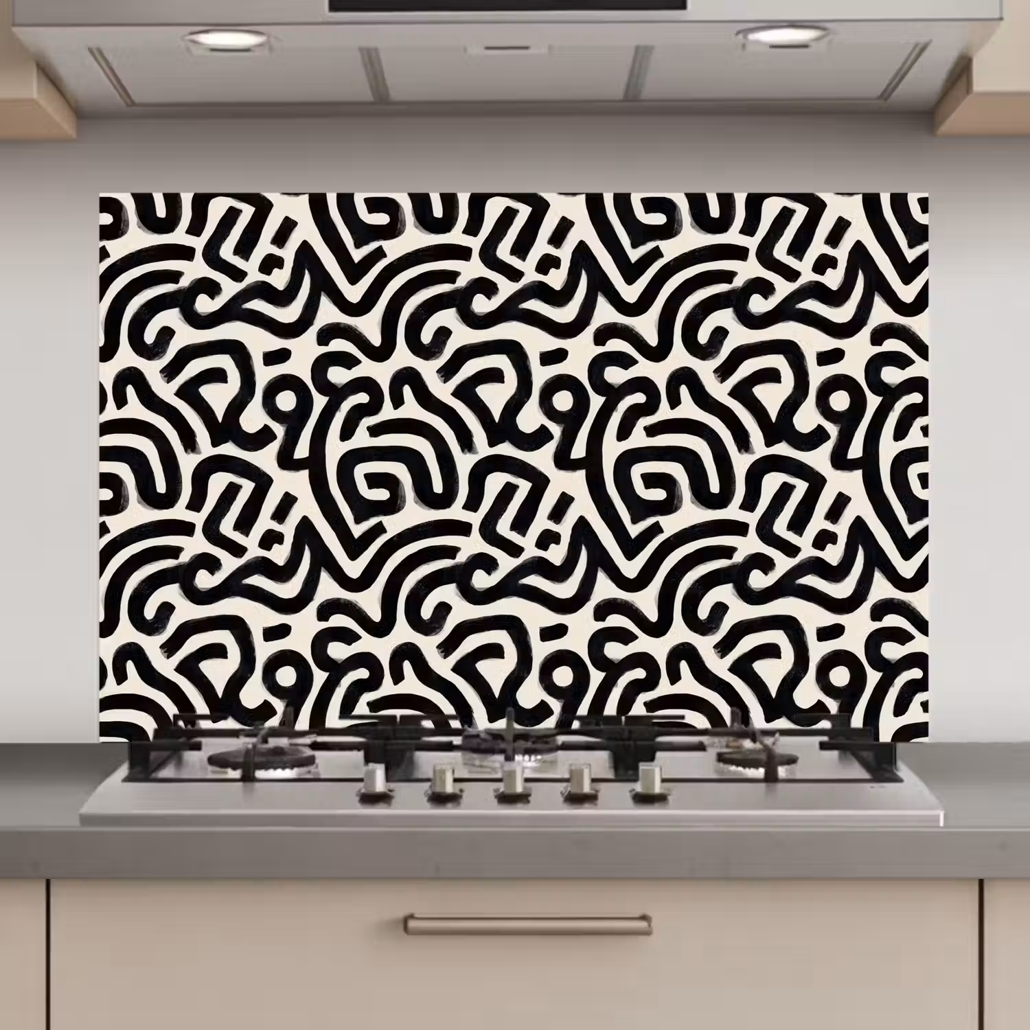 Modern - Abstract - Zwart keuken achterwand spatscherm klein 900 -3d_website