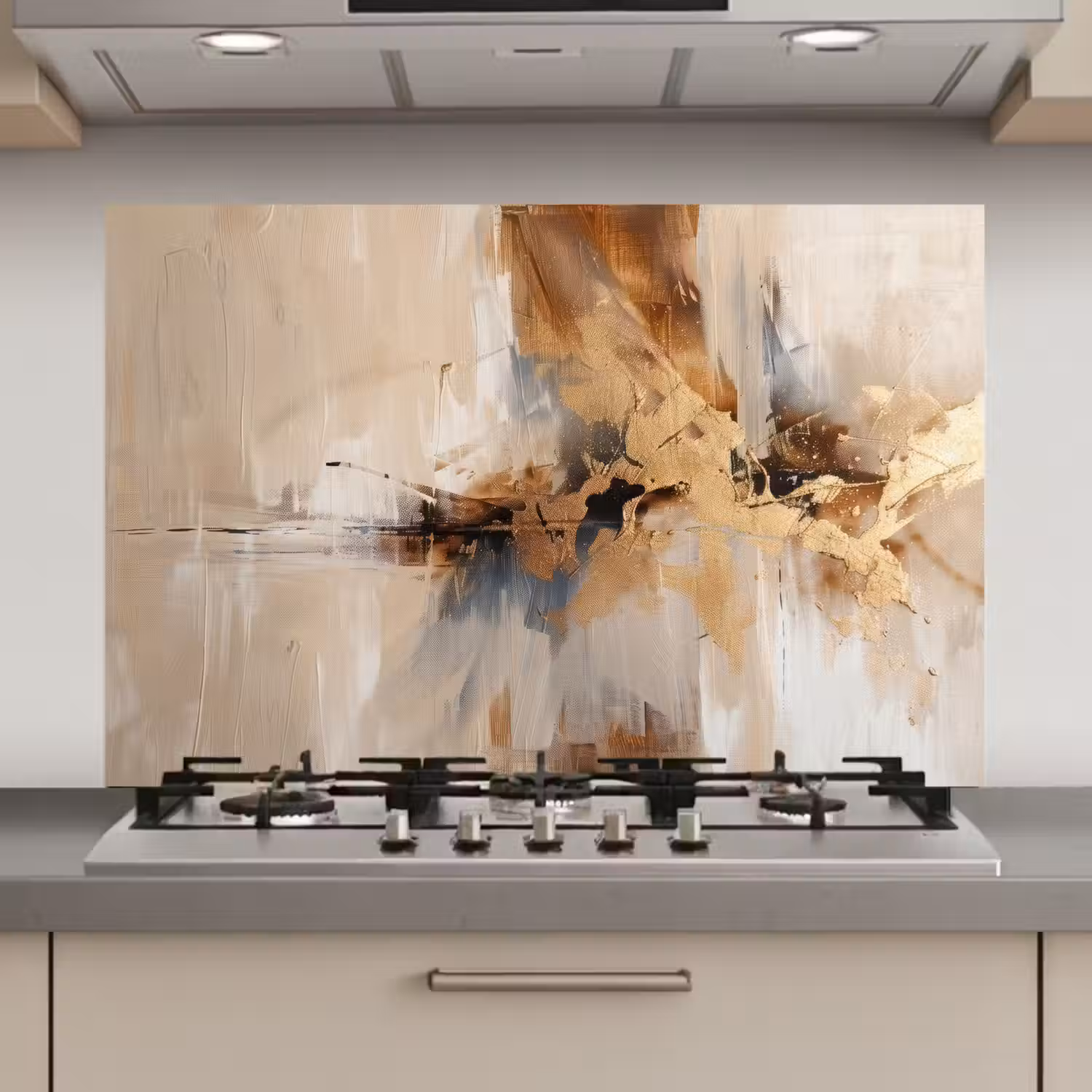 Modern - Bruin - Abstract - Beige keuken achterwand spatscherm klein -3d_website