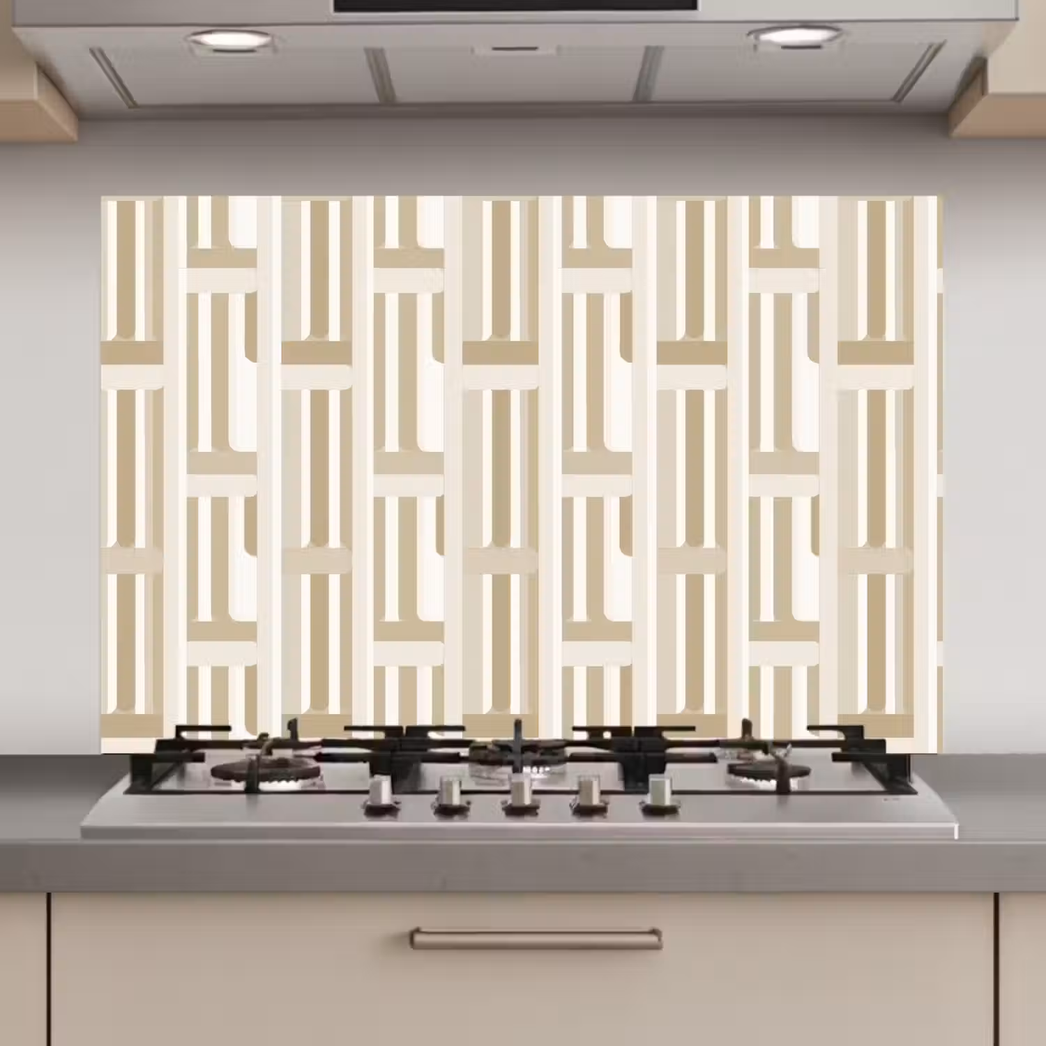 Modern - Geometrisch - Beige keuken achterwand spatscherm klein 900 -3d_website