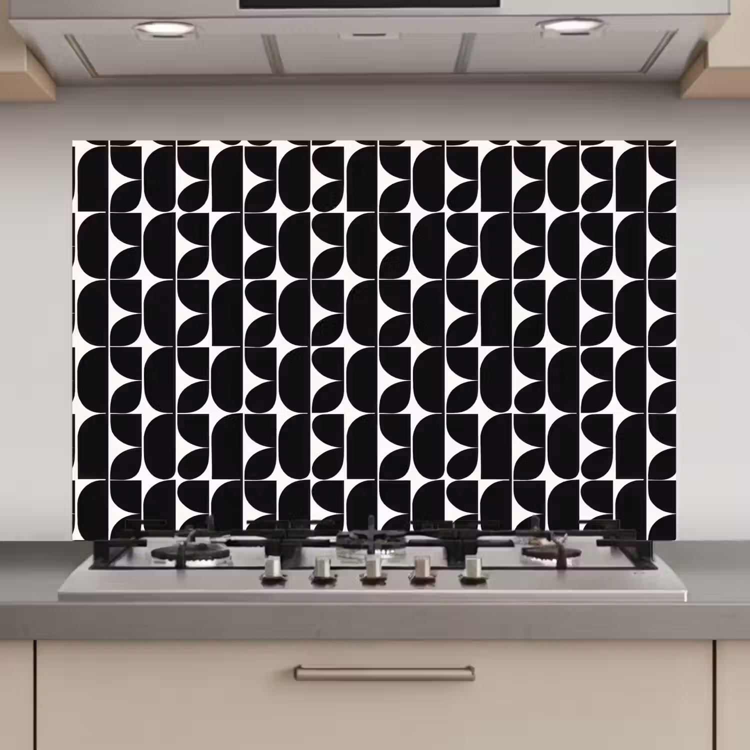 Modern - Geometrisch - Zwart keuken achterwand spatscherm klein 900 -3d_website