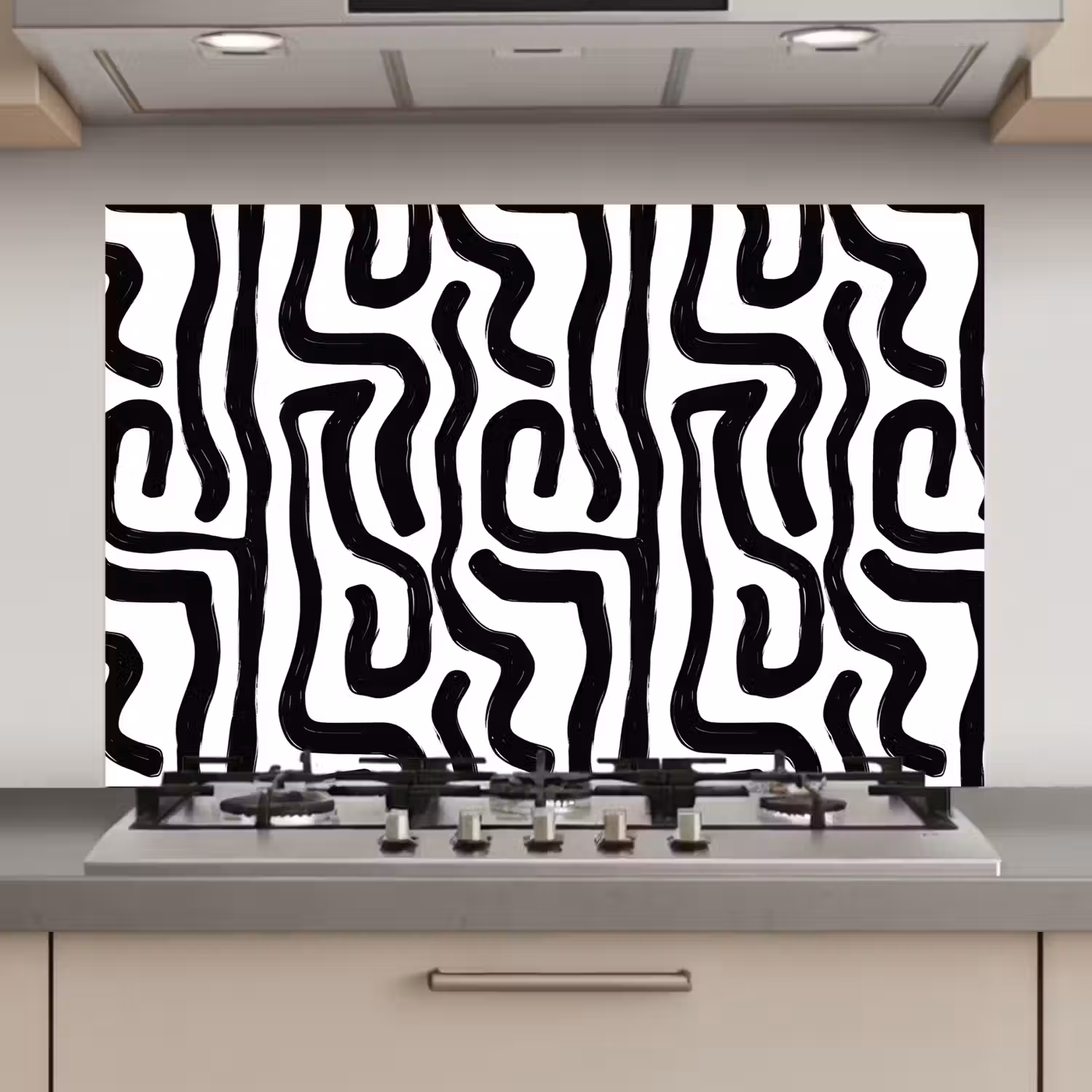 Modern - Lijnen - Zwart keuken achterwand spatscherm klein 900 -3d_website