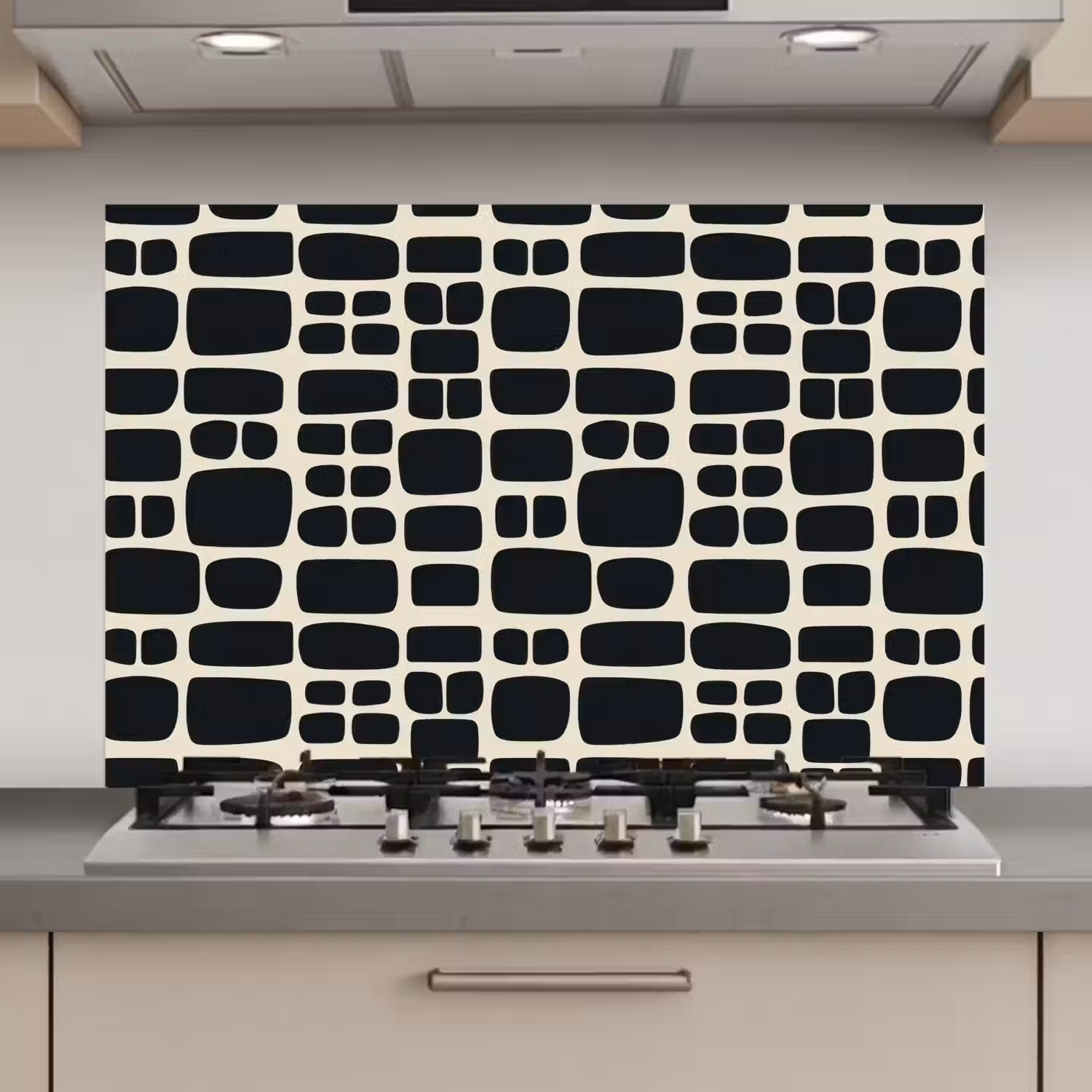 Modern - Organisch - Zwart keuken achterwand spatscherm klein 900 -3d_website