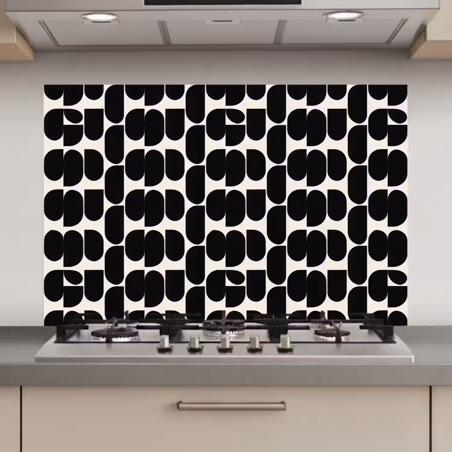 Modern - Patroon - Zwart keuken achterwand spatscherm klein 900 -3d_website