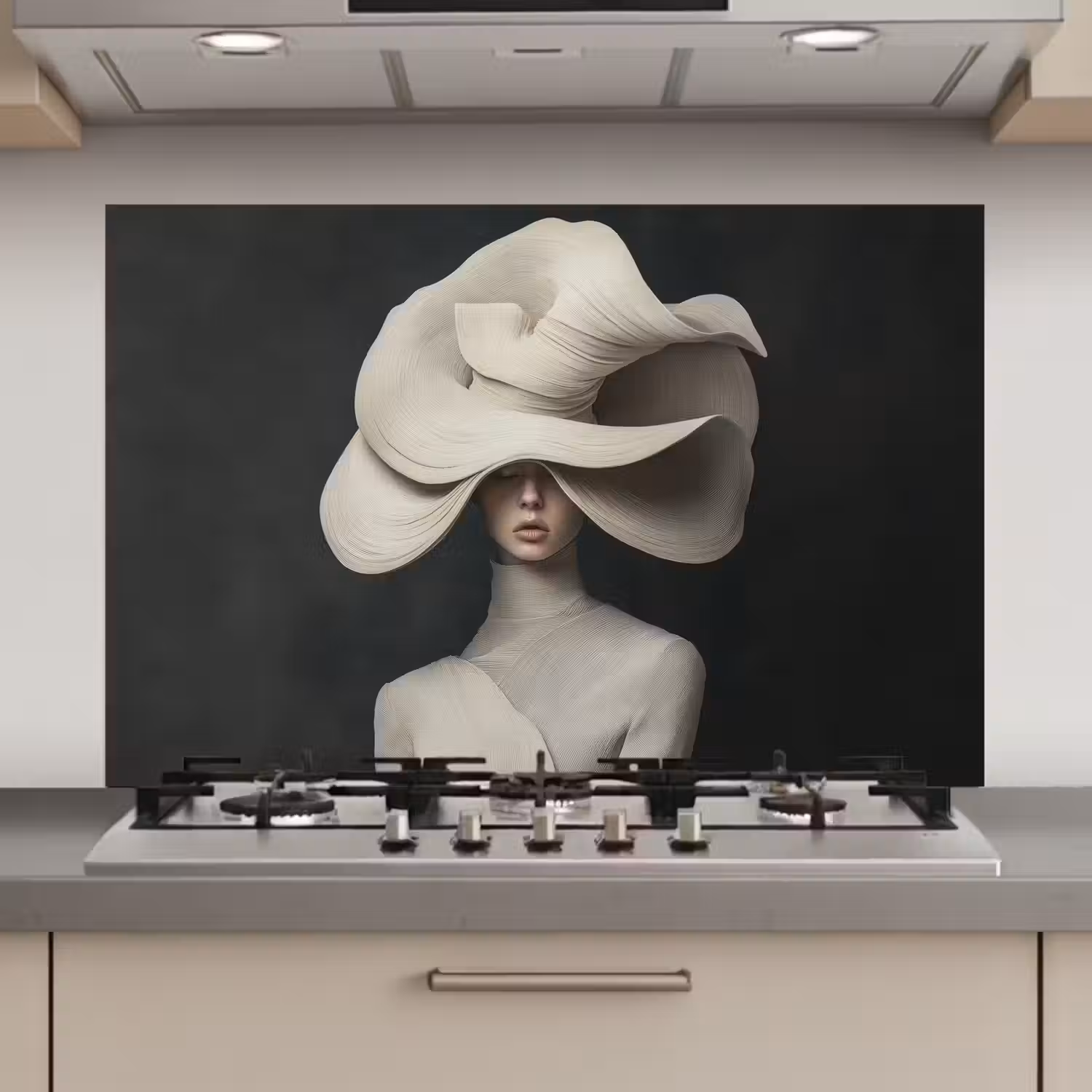 Modern - Vrouw - Hoed keuken achterwand spatscherm klein -3d_website