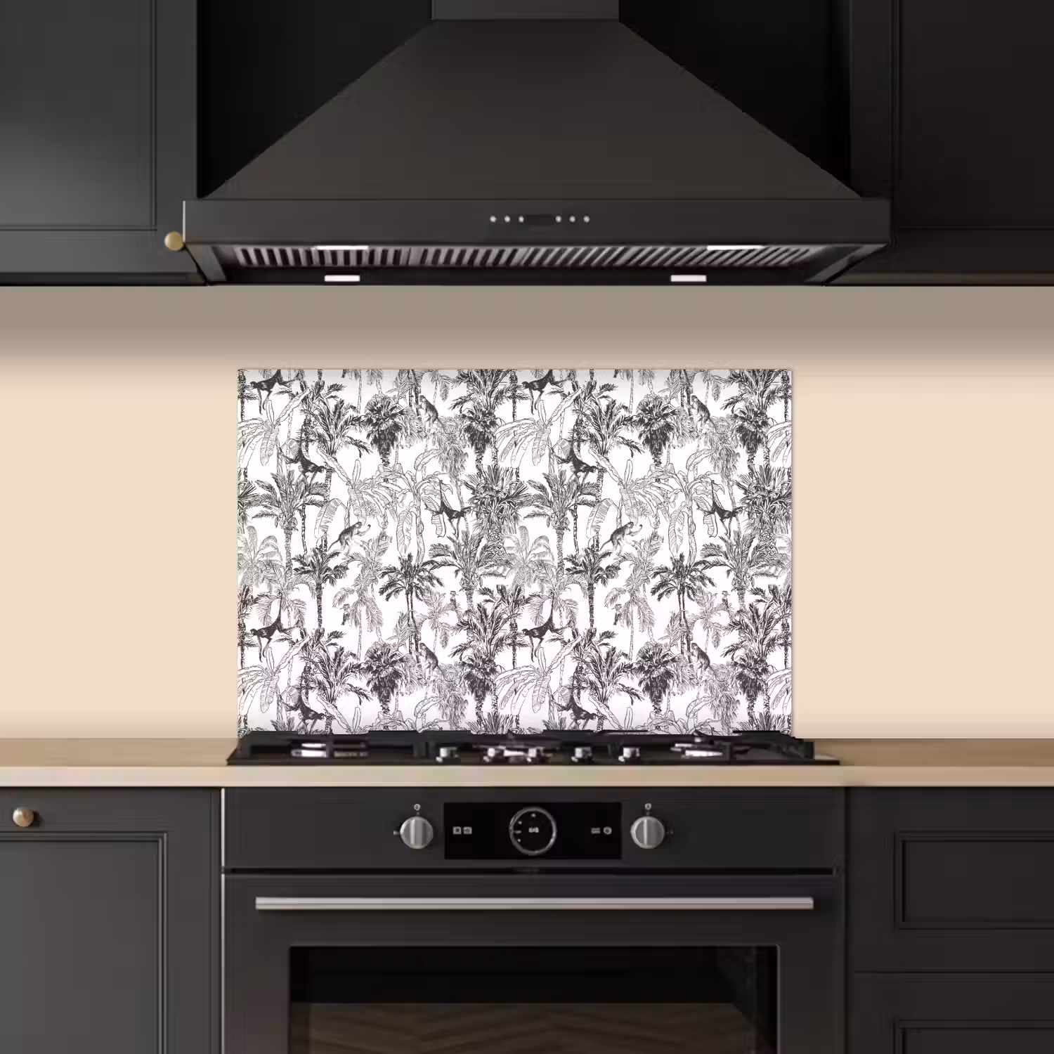 Aap - Oerwoud - Abstract - Grijs keuken achterwand spatscherm klein 900 -sfeer1