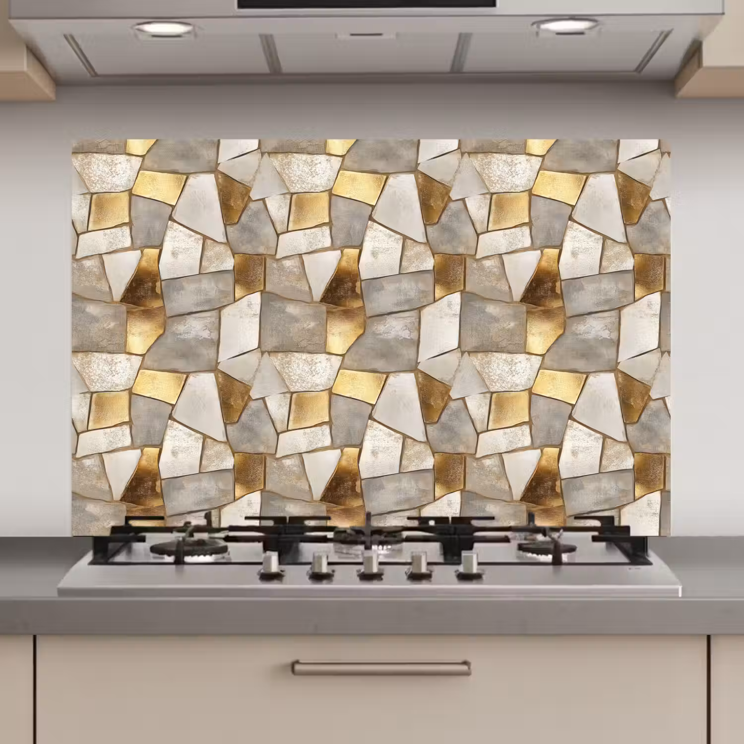 Mozaïek - Marmer - Goud keuken achterwand spatscherm klein 900 -3d_website