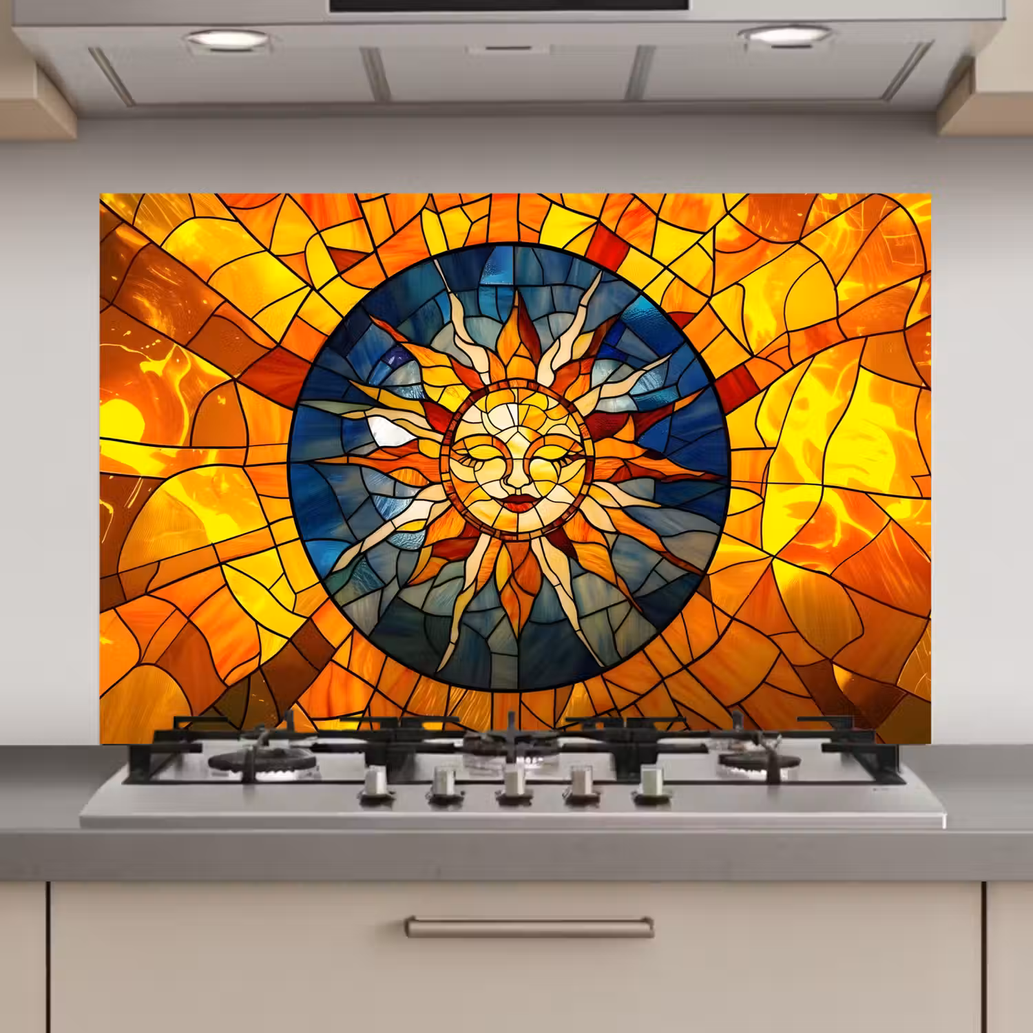 Mozaïek - Zon - Geel - Cirkel keuken achterwand spatscherm klein -3d_website