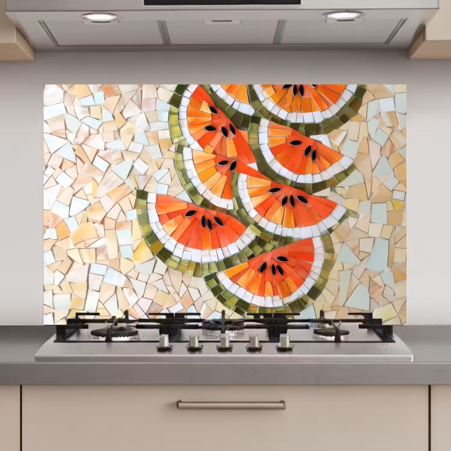 Mozaïek - Watermeloen - Rood - Pitten keuken achterwand spatscherm klein -3d_website