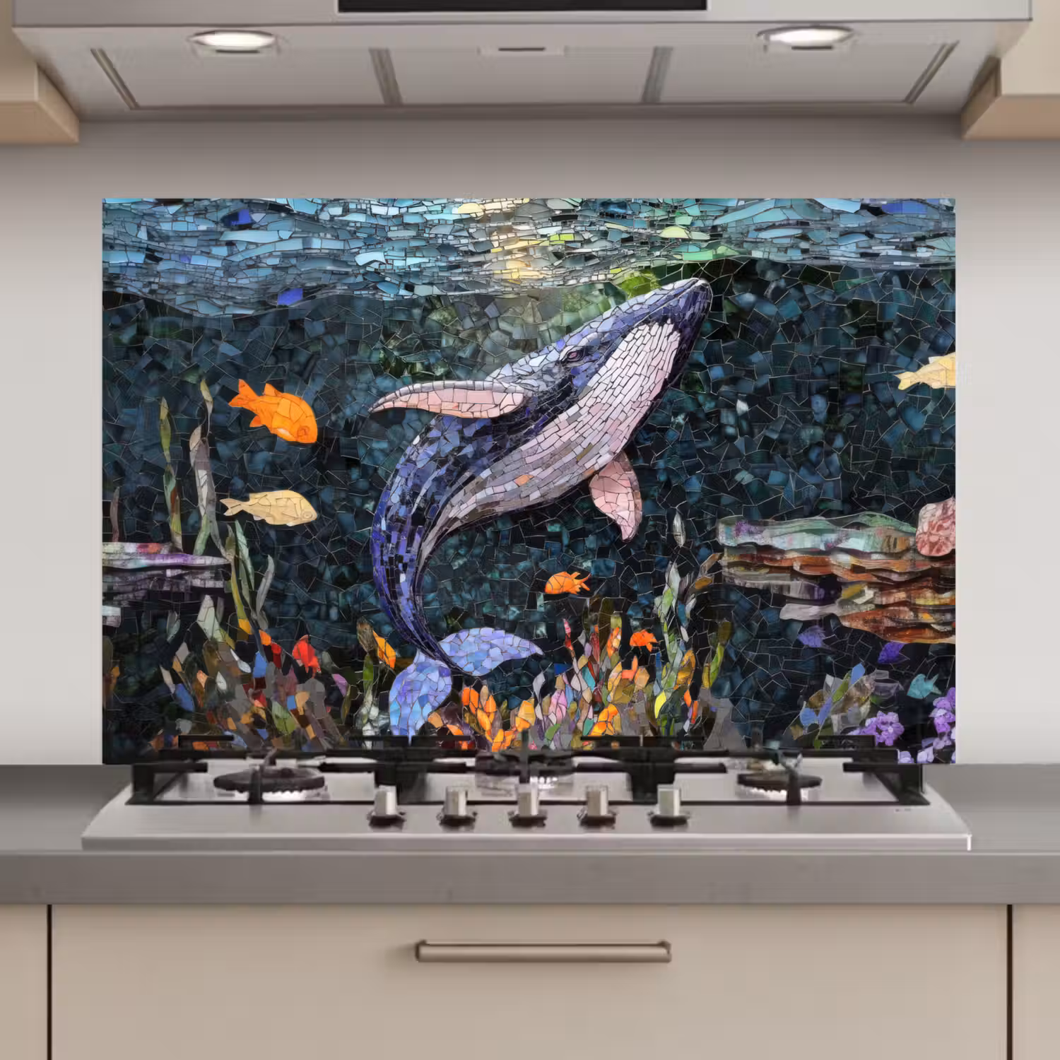Mozaïek - Walvis - Koraal - Water keuken achterwand spatscherm klein -3d_website