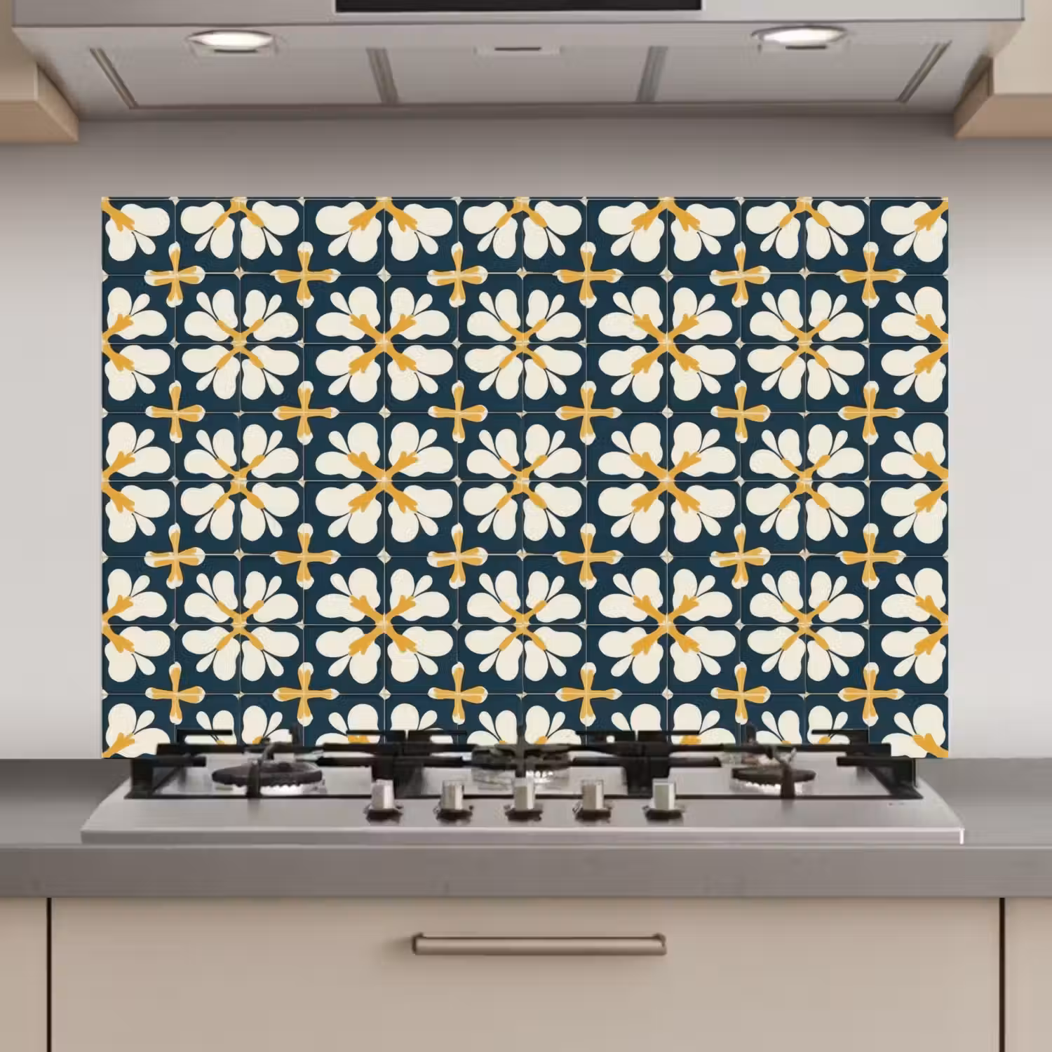 Motief - Tegel - Okergeel keuken achterwand spatscherm klein 900 -3d_website
