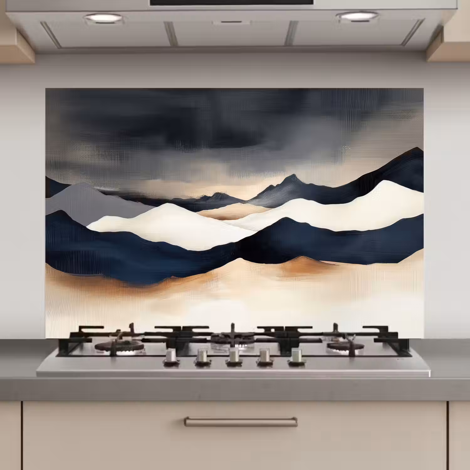 Bergen - Donkerblauw - Landschap keuken achterwand spatscherm klein -3d_website