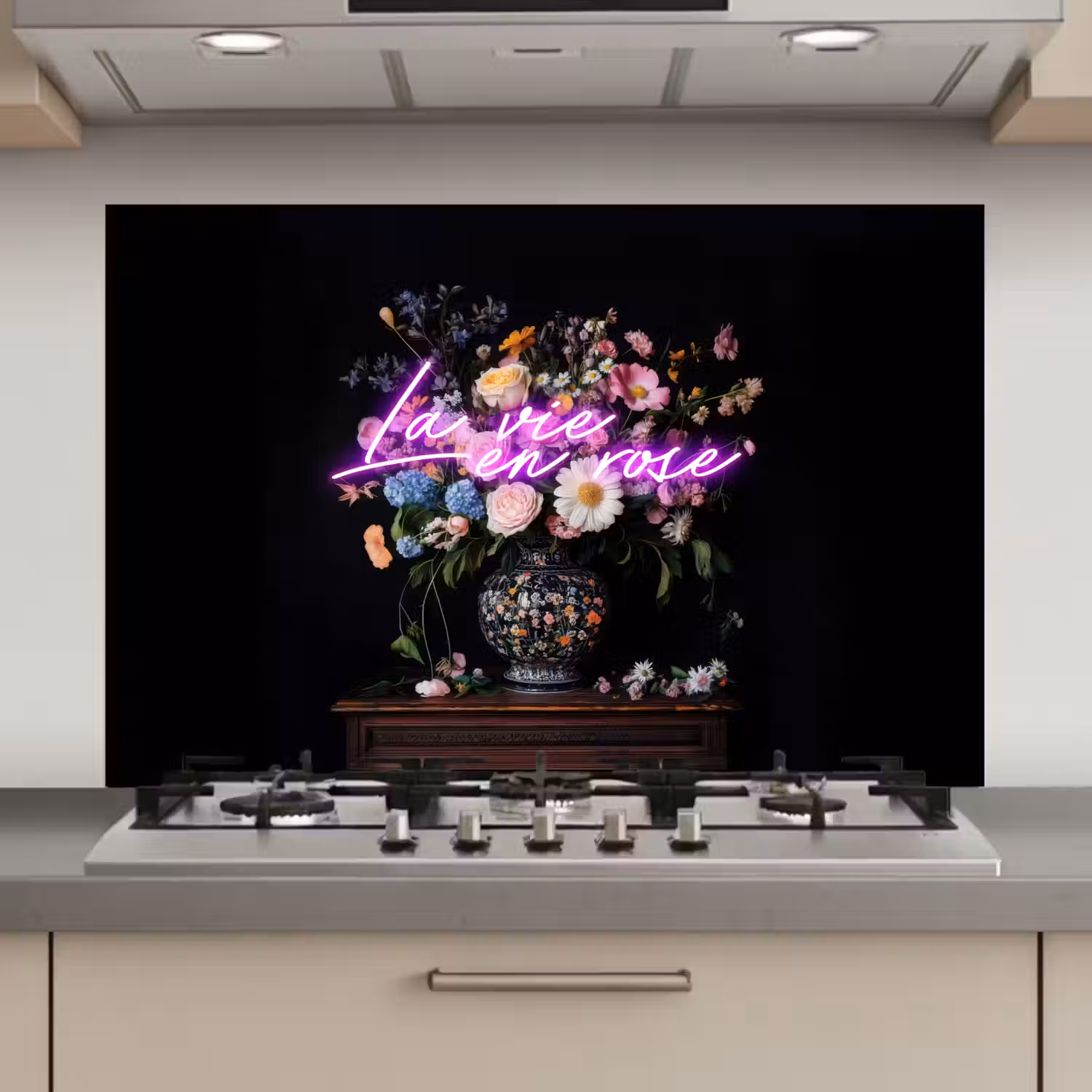 Neon - Vaas - Bloemen keuken achterwand spatscherm klein -3d_website