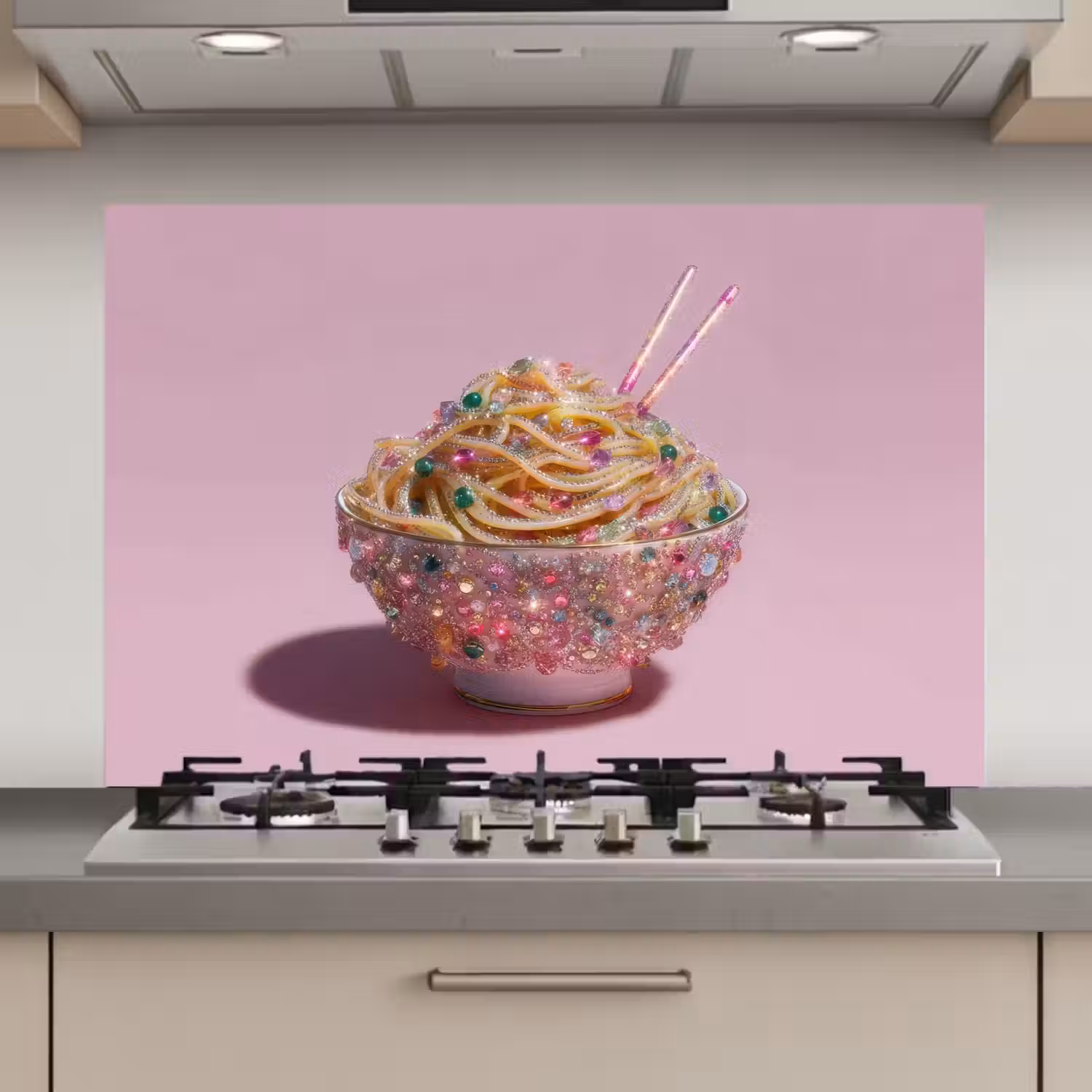 Noodles - Edelstenen - Stokjes - Roze keuken achterwand spatscherm klein -3d_website
