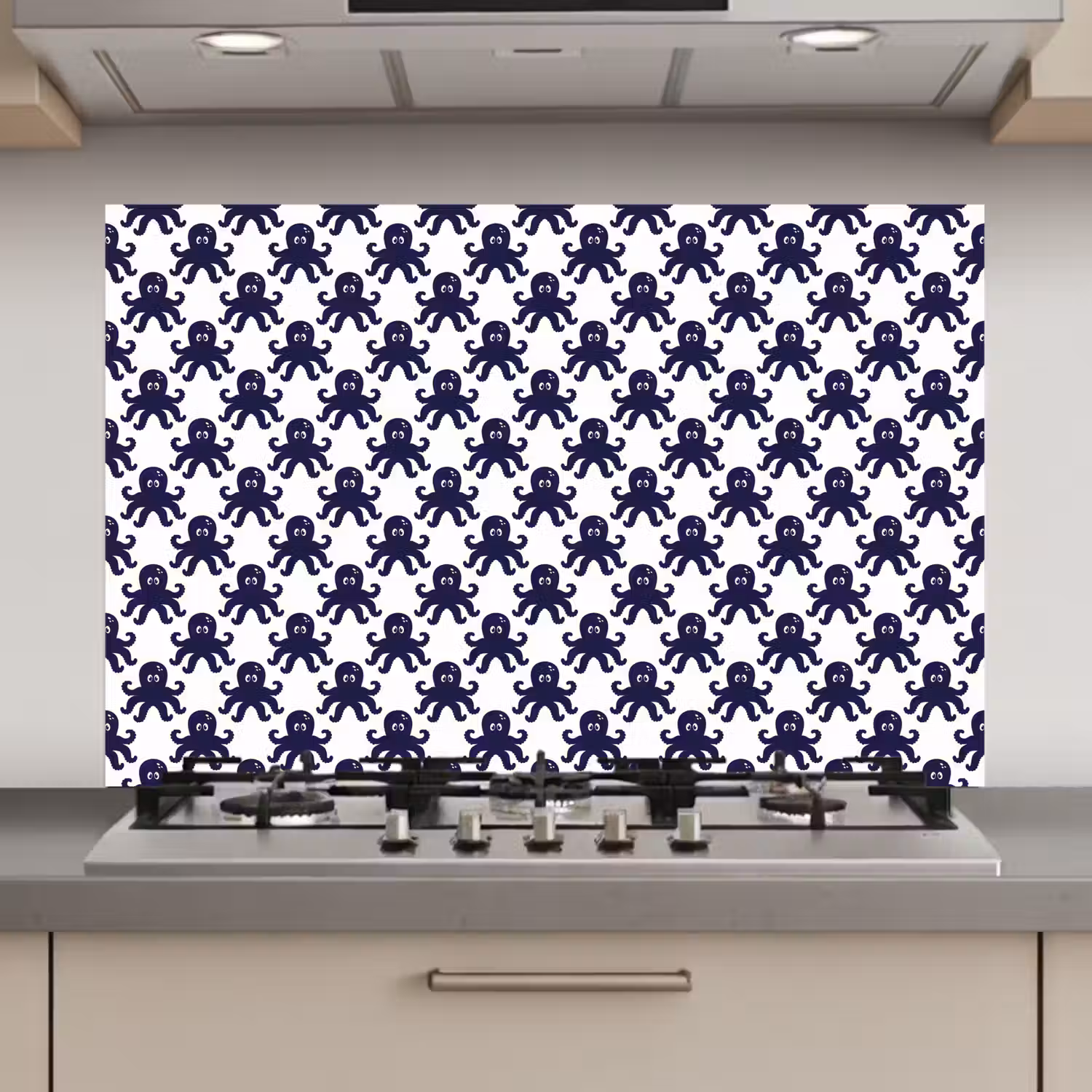 Oceaan - Octo - Blauw - Wit keuken achterwand spatscherm klein 900 -3d_website