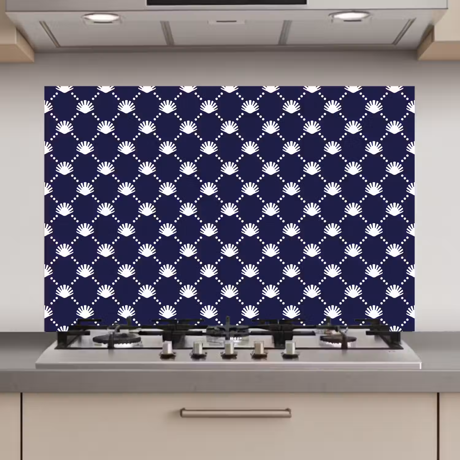 Oceaan - Schelp - Blauw - Wit keuken achterwand spatscherm klein 900 -3d_website