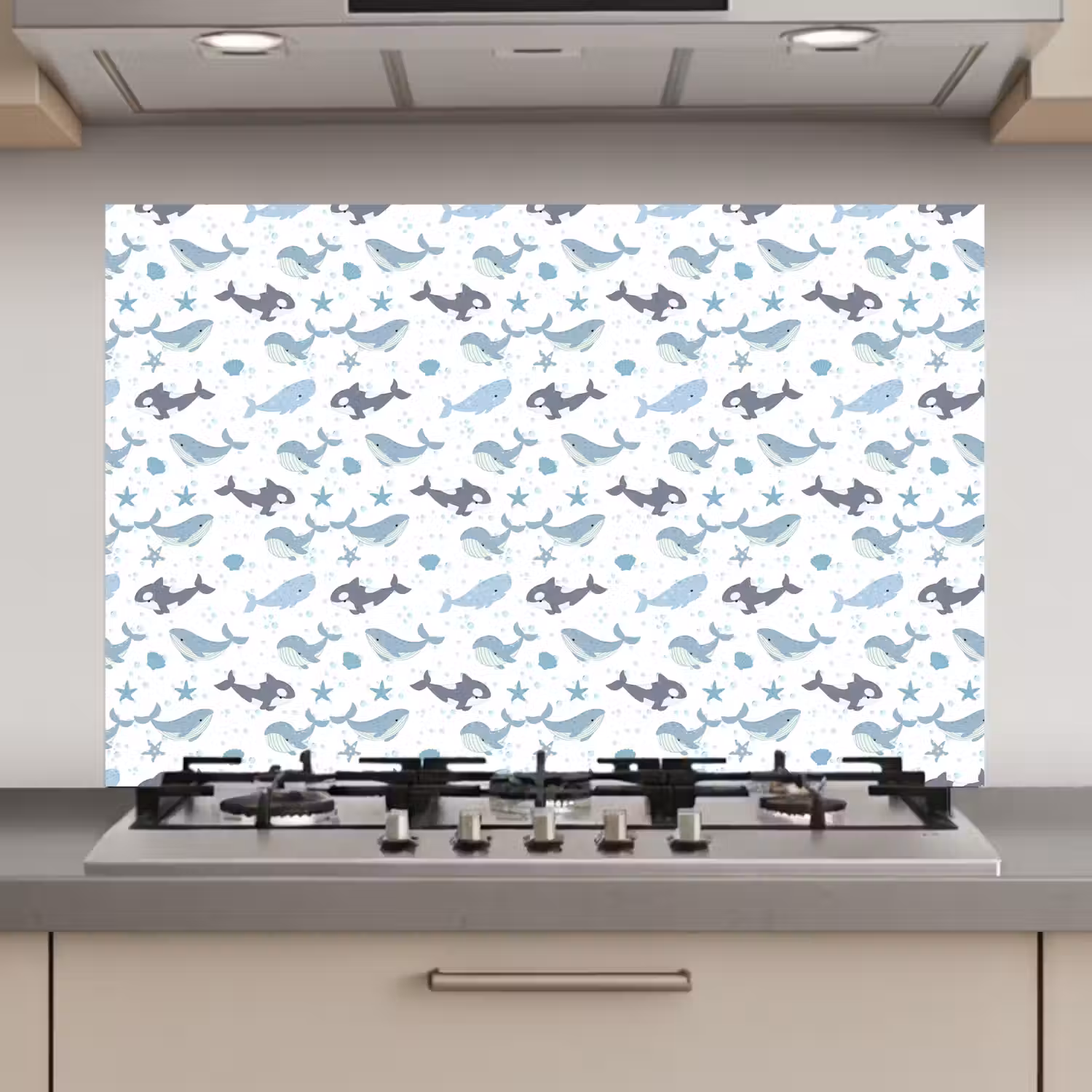 Oceaan - Walvis - Orka - Blauw keuken achterwand spatscherm klein 900 -3d_website