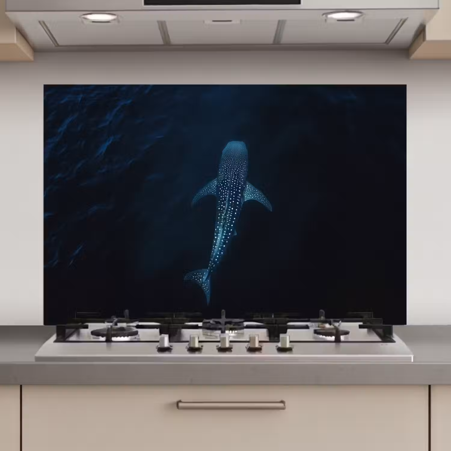 Oceaan - Walvishaai - Donkerblauw - Vlekken keuken achterwand spatscherm klein -3d_website