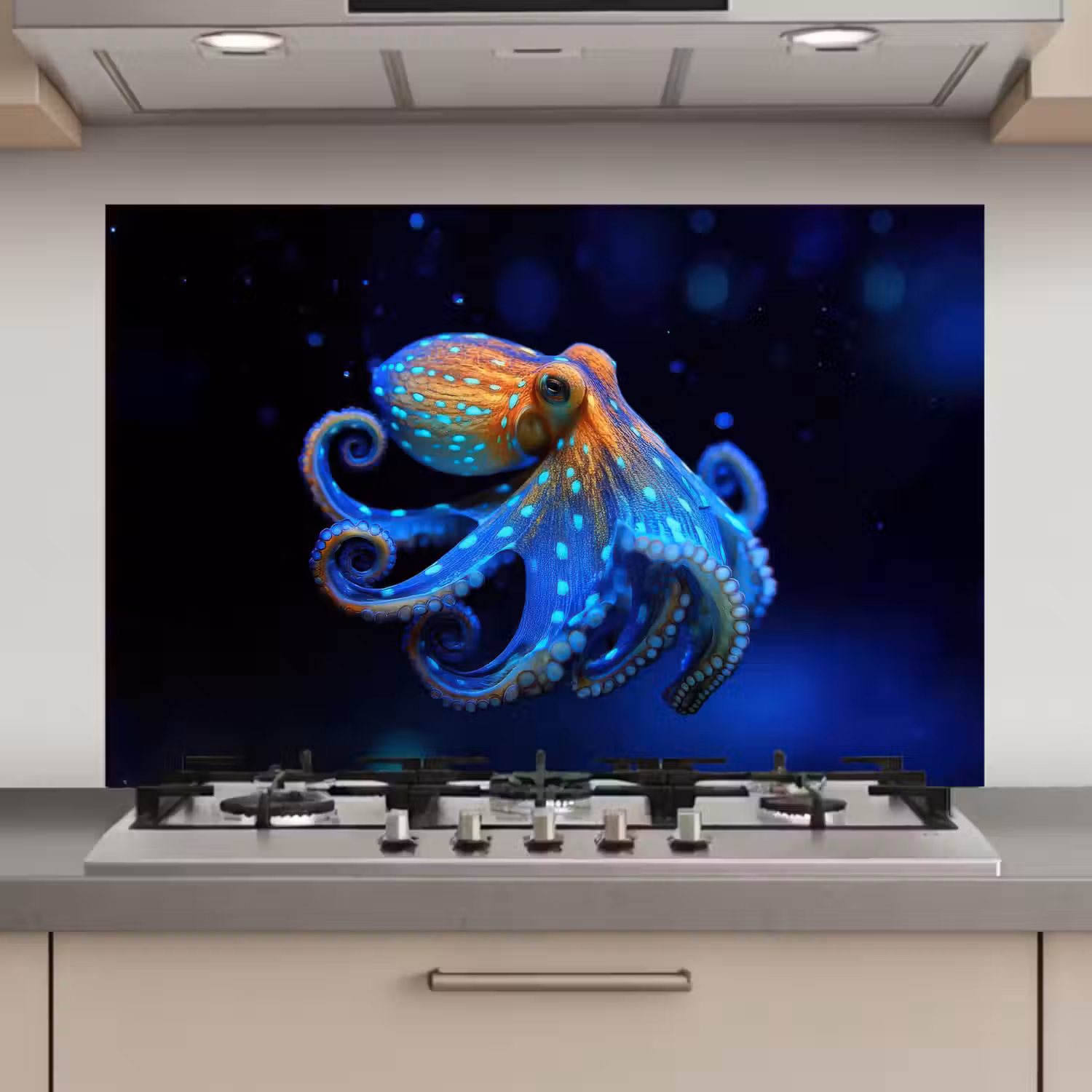 Octopus - Stippen - Blauw - Zee keuken achterwand spatscherm klein -3d_website