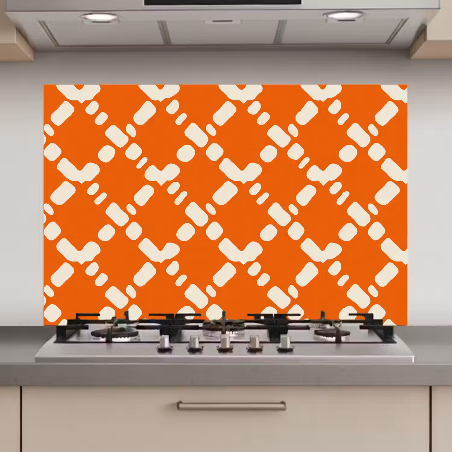 Oranje - Ruitpatroon - Wit keuken achterwand spatscherm klein 900 -3d_website