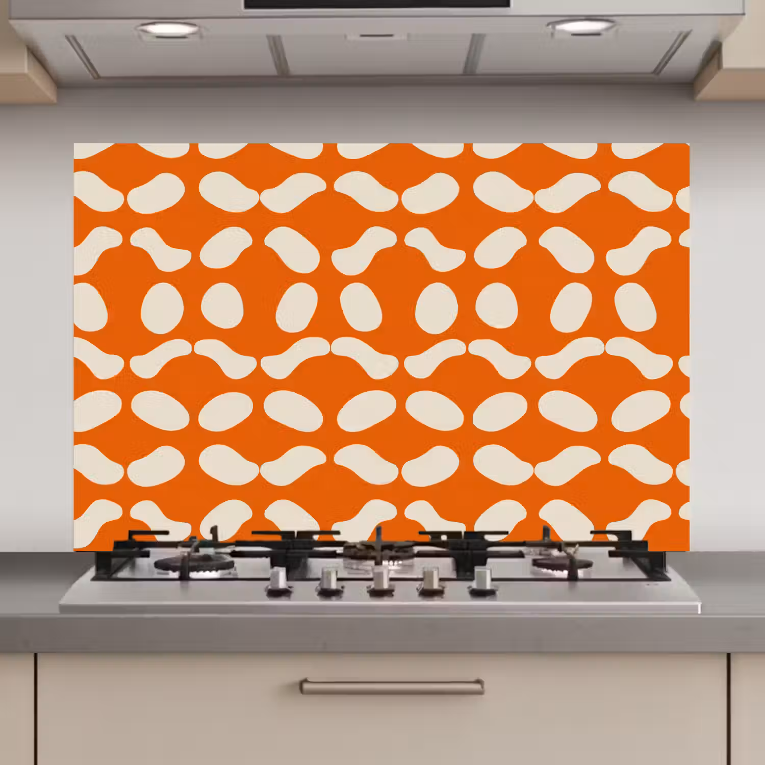 Oranje - Organische vormen - Wit keuken achterwand spatscherm klein 900 -3d_website