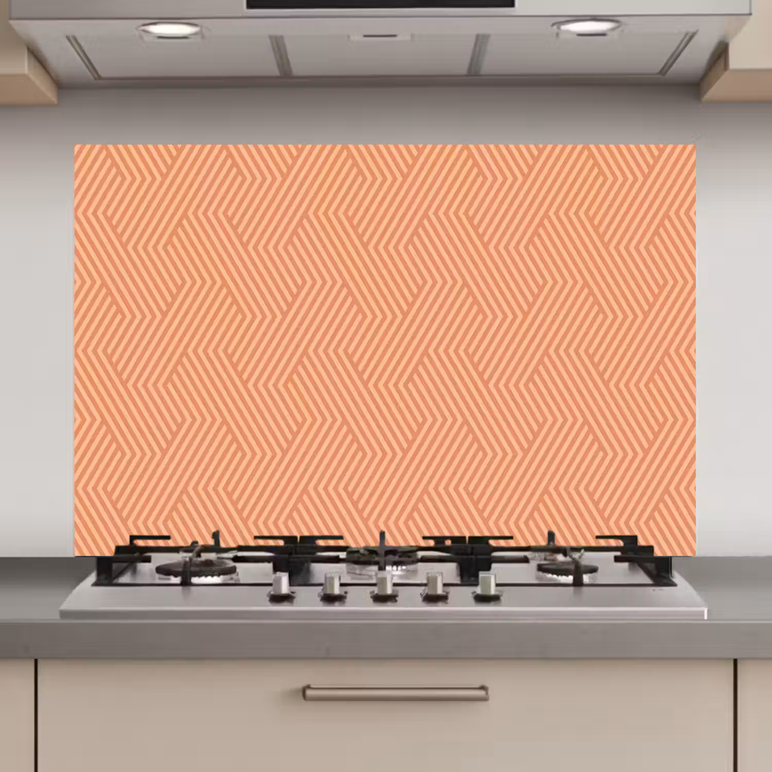 Oranje - Strepen - Patroon keuken achterwand spatscherm klein 900 -3d_website