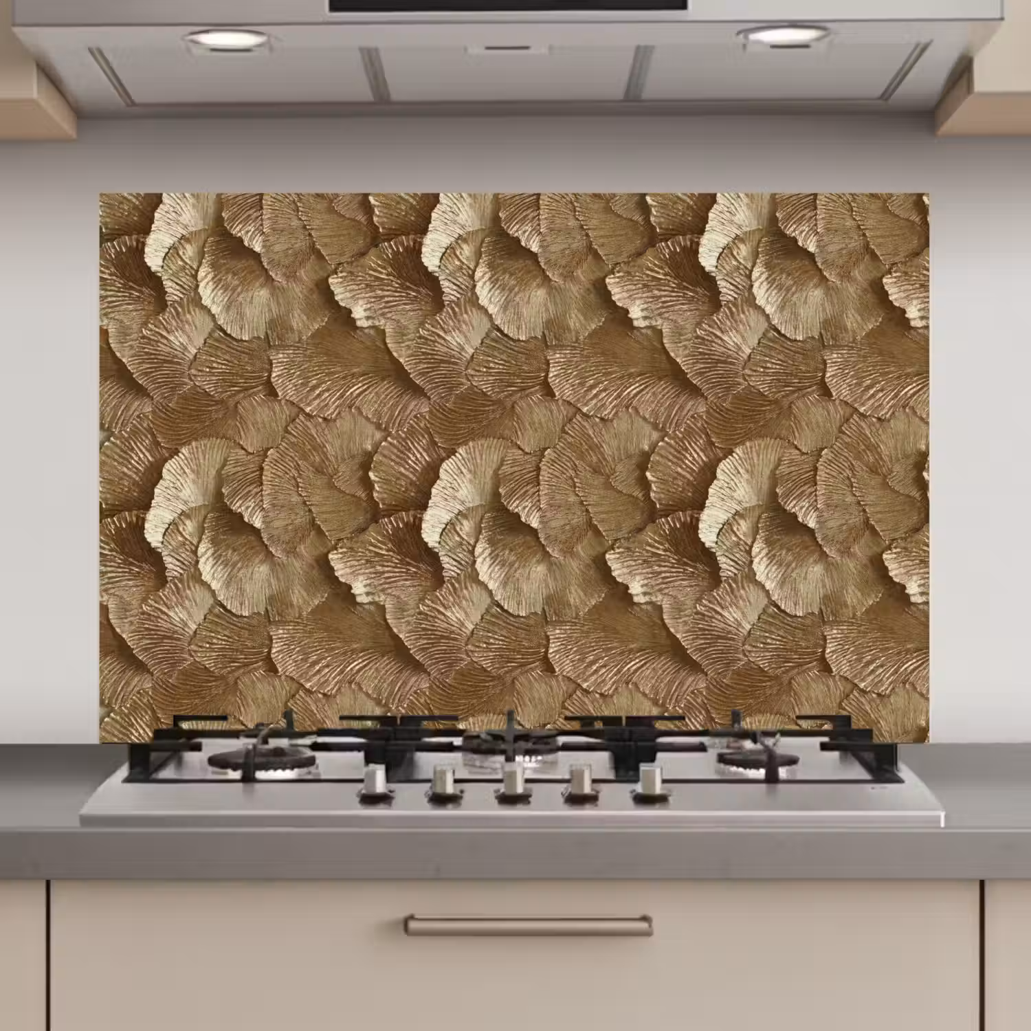 Organisch - Patroon - Bladeren - Goud keuken achterwand spatscherm klein 900 -3d_website
