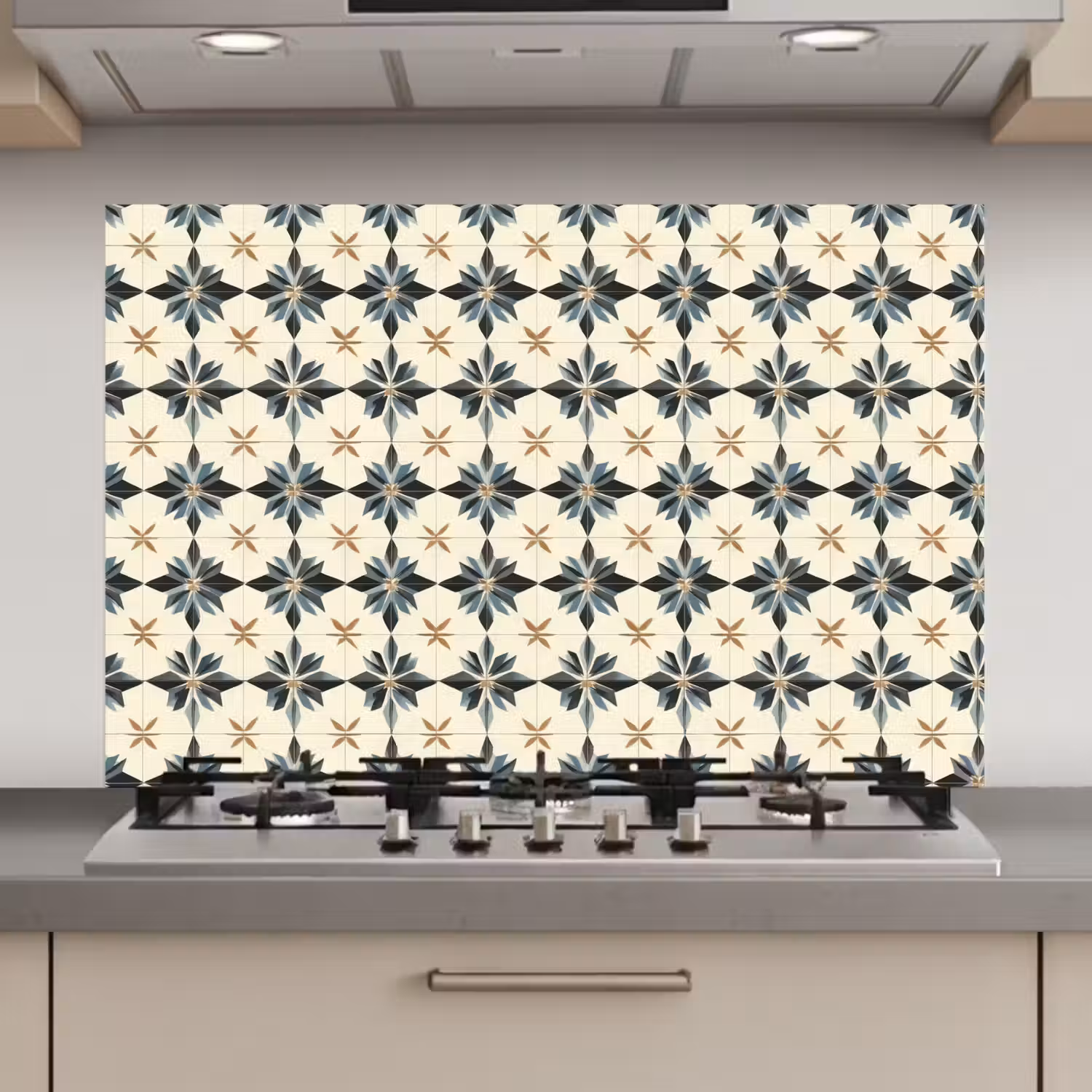 Sierlijk - Ornament - Blauw keuken achterwand spatscherm klein 900 -3d_website