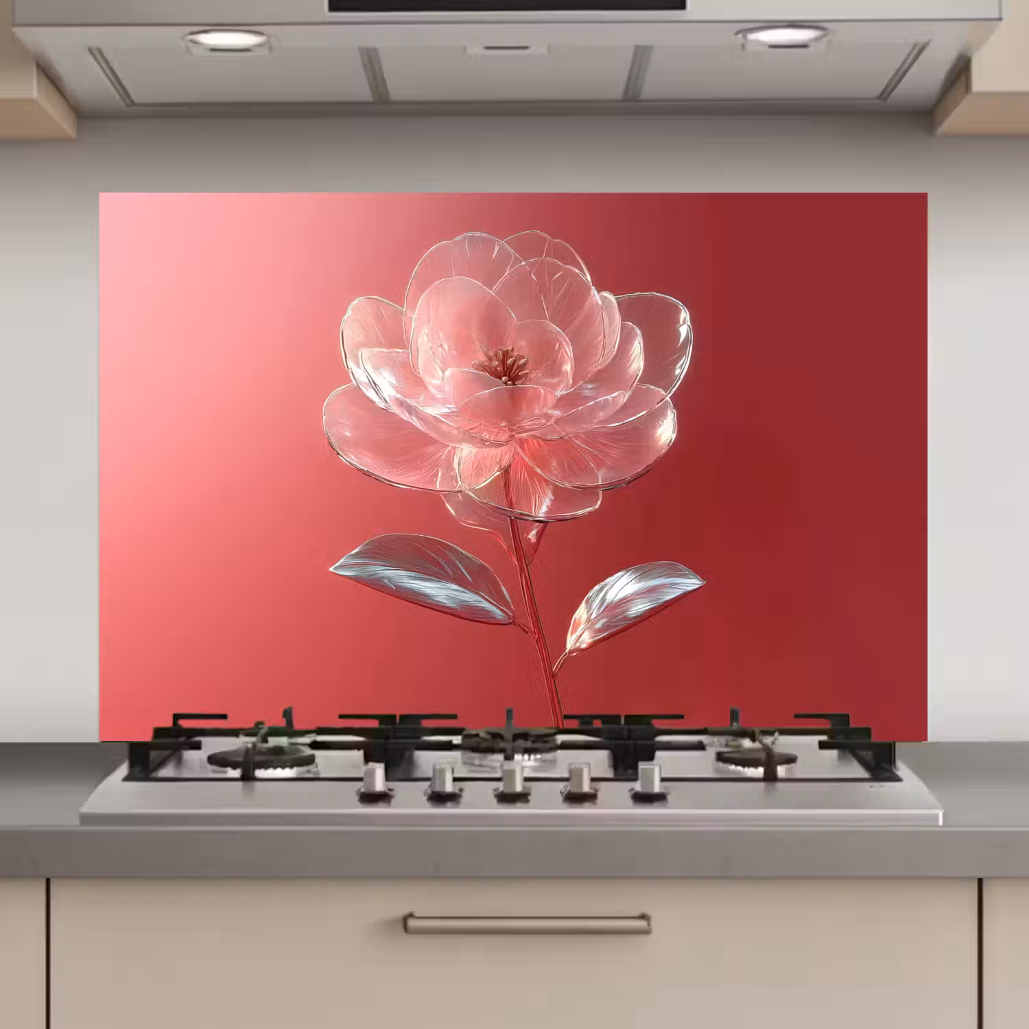 Sierlijk - Bloem - Roze - Glazen keuken achterwand spatscherm klein -3d_website