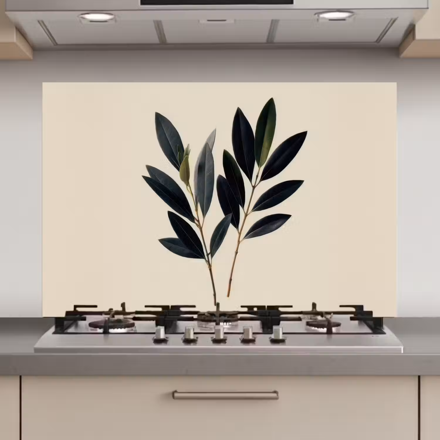 Ovaalvormige bladeren - Diep groen - Symmetrisch keuken achterwand spatscherm klein -3d_website