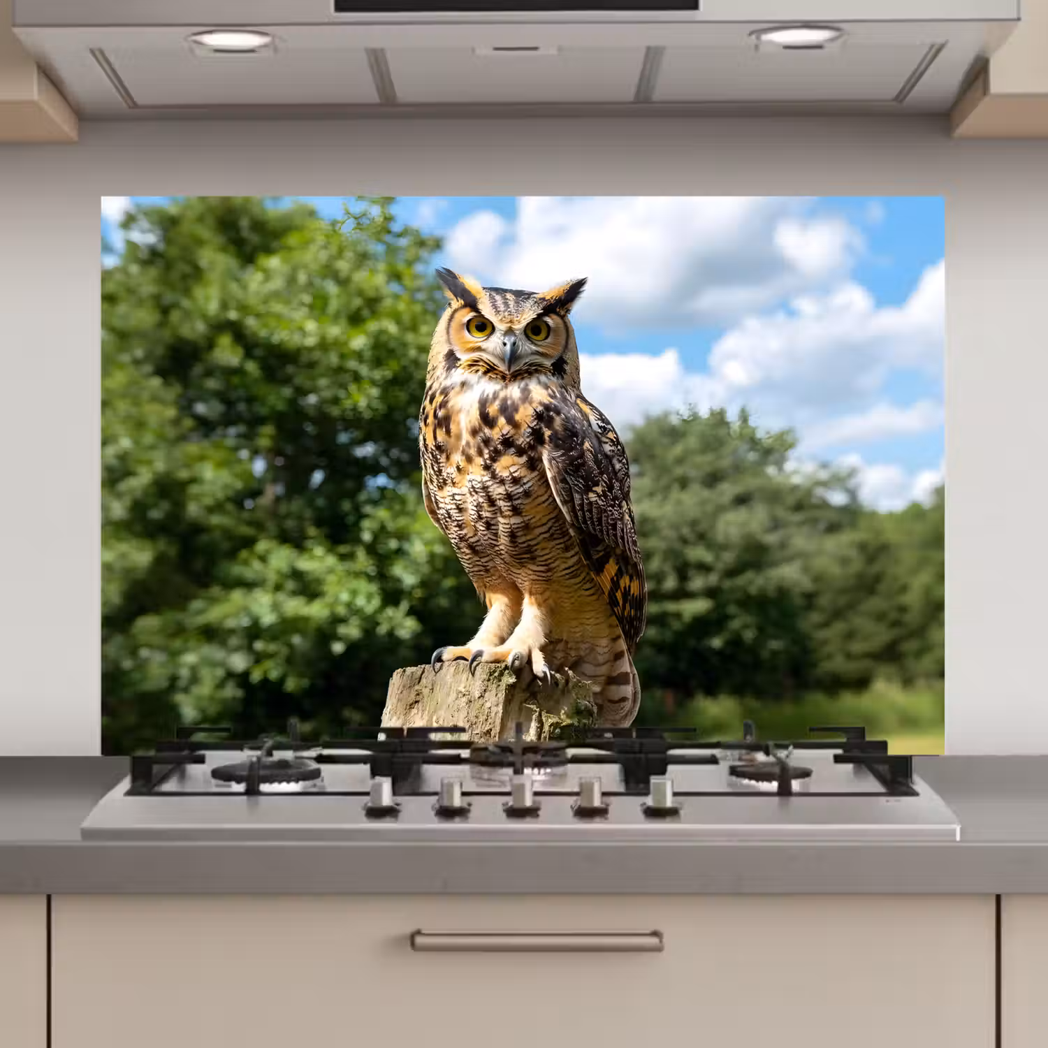 Uil - Boomstronk - Bos - Lucht keuken achterwand spatscherm klein -3d_website