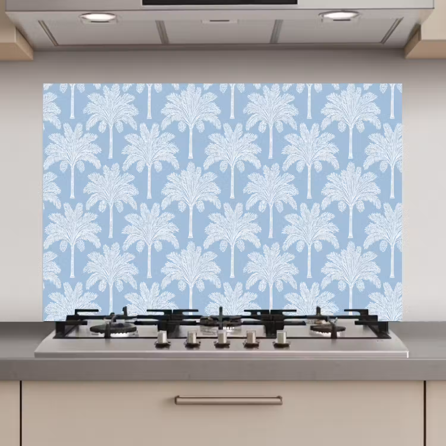 Palmboom - Modern - Blauw keuken achterwand spatscherm klein 900 -3d_website
