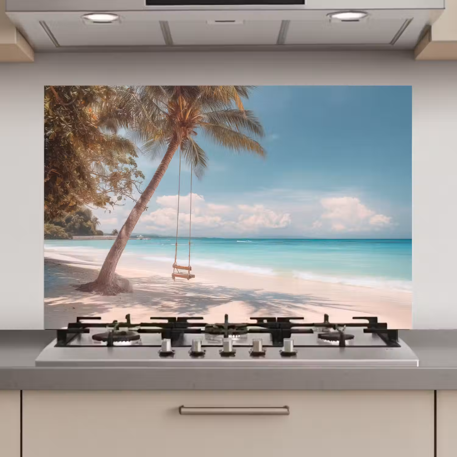Palmboom - Schommel - Strand - Lucht keuken achterwand spatscherm klein -3d_website