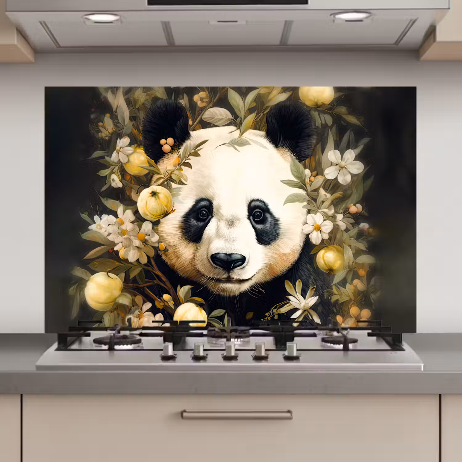 Panda - Pandabeer - Wilde dieren - Natuur - Bloemen keuken achterwand spatscherm klein -3d_website