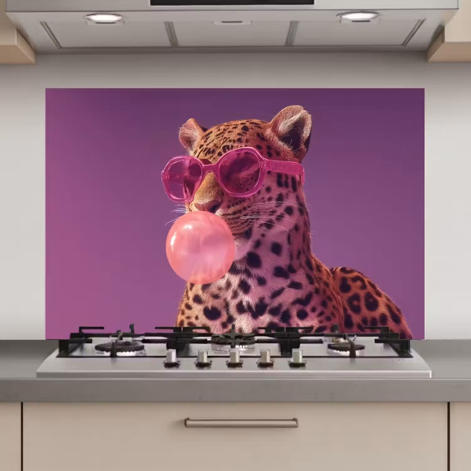 Panter - Zonnebril - Kauwgombel - Roze keuken achterwand spatscherm klein -3d_website