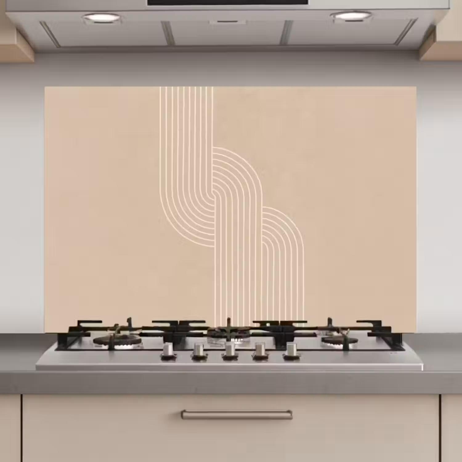 Parallelle lijnen - Lichte textuur - Beige keuken achterwand spatscherm klein -3d_website